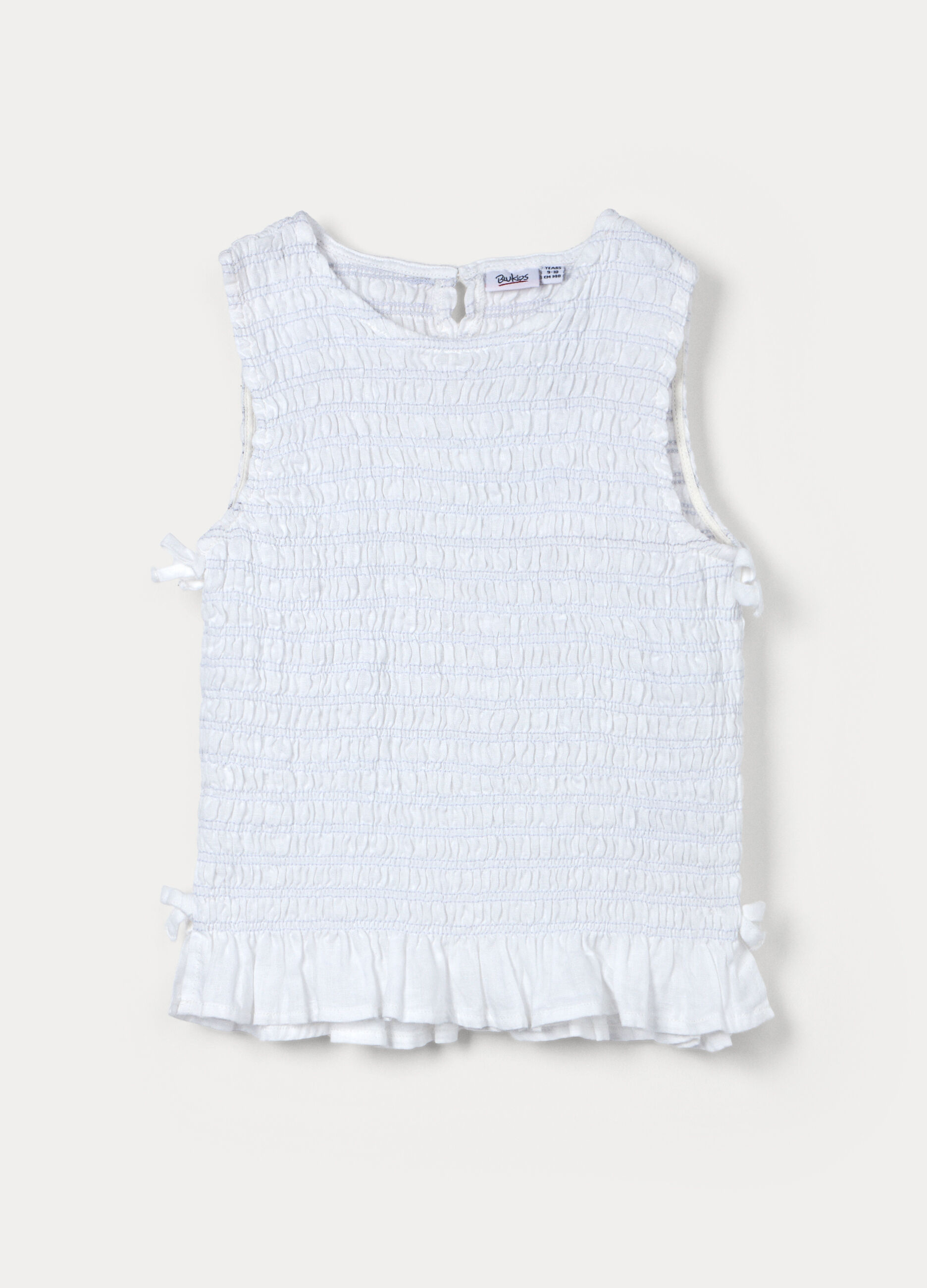 Blusa Fit Slim girocollo misto lino ragazza_0