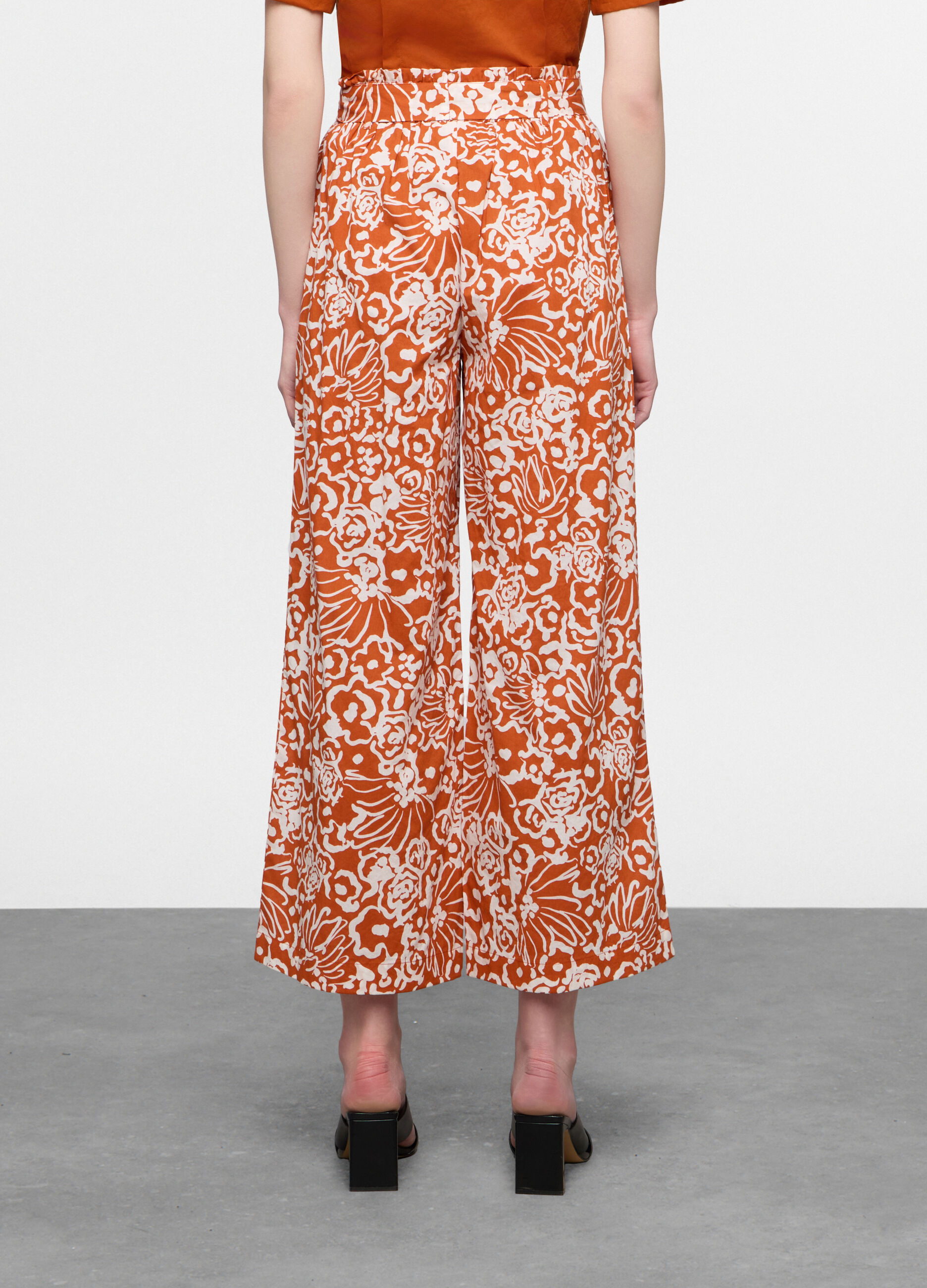 Pantaloni palazzo regular fit in puro cotone donna_1