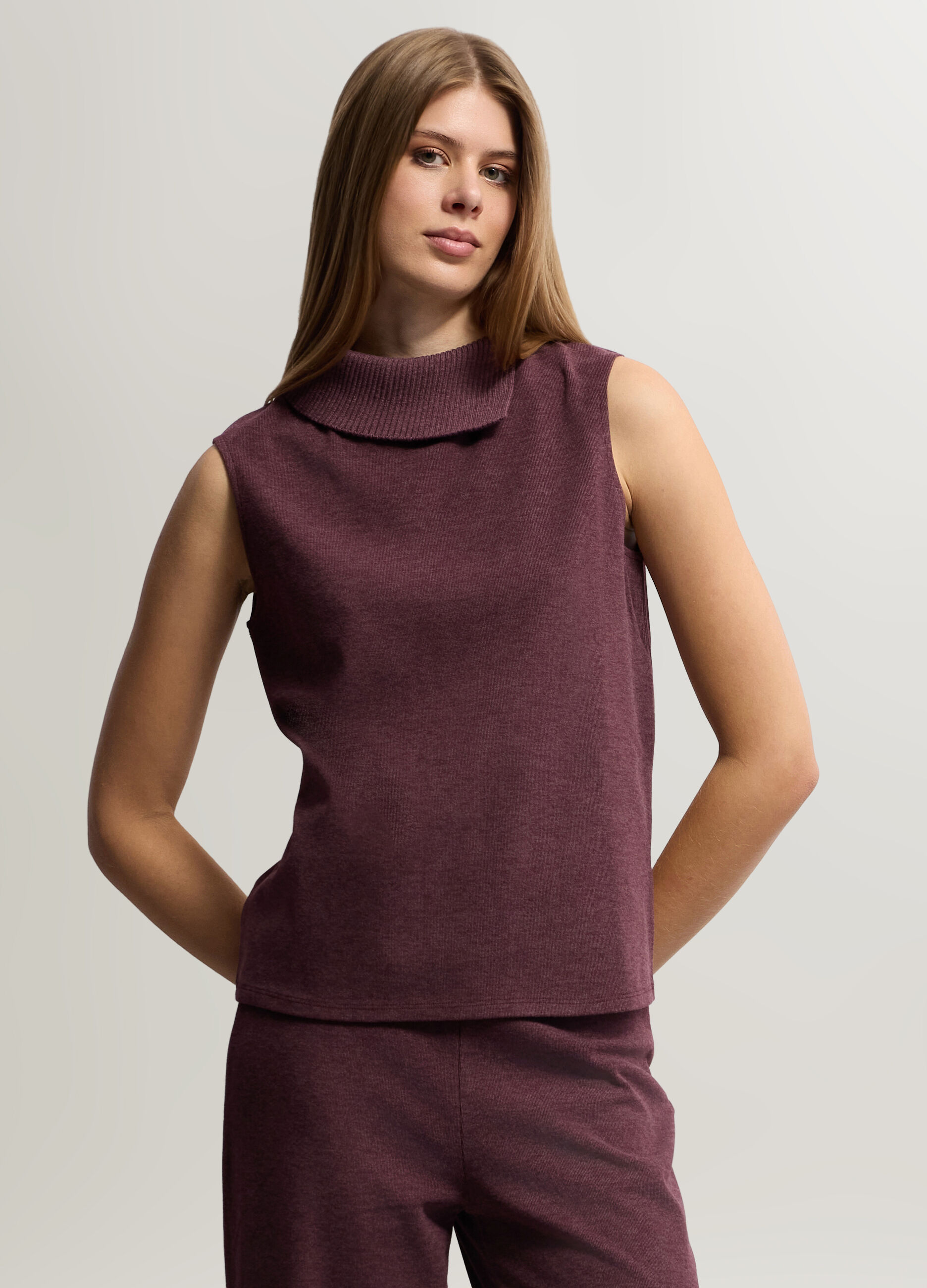 Gilet In maglia rasata misto viscosa stretch donna_0