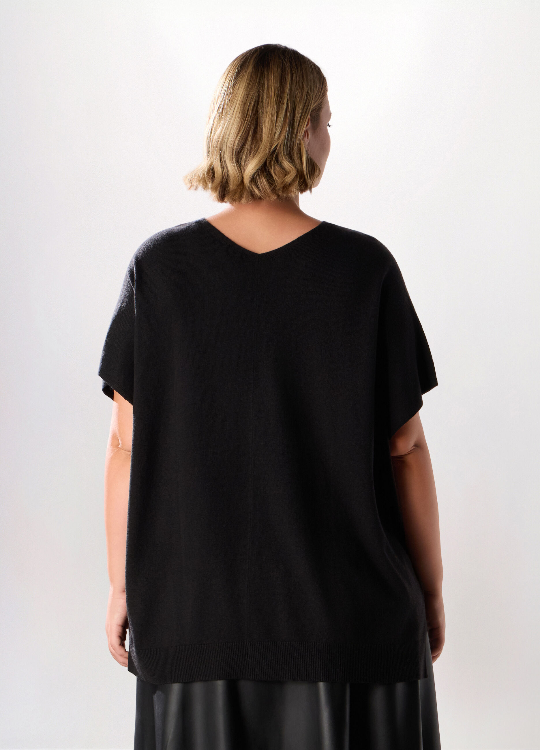 Maglia poncho in misto lana donna curvy_1