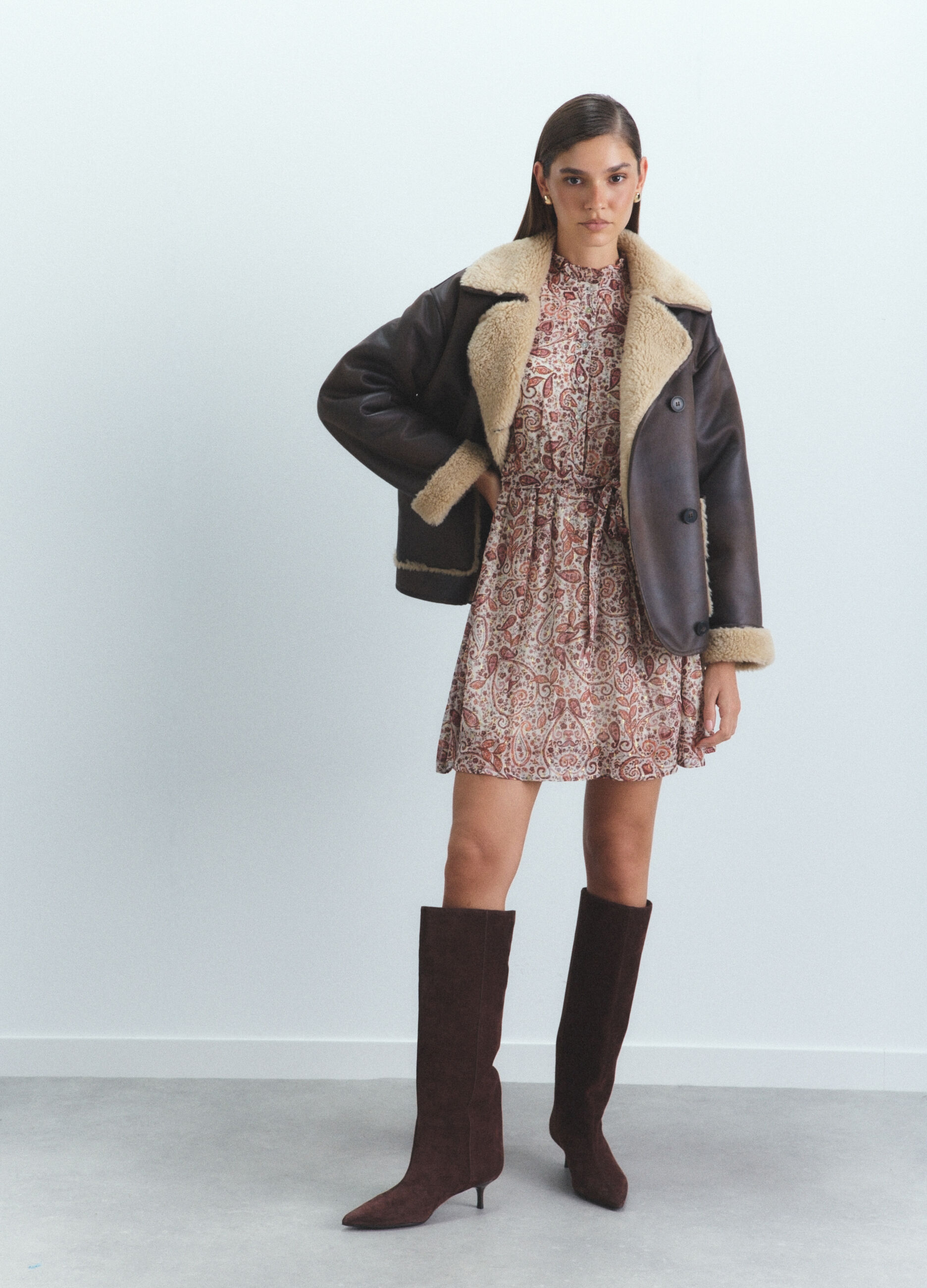 Abito corto in georgette con stampa donna_0