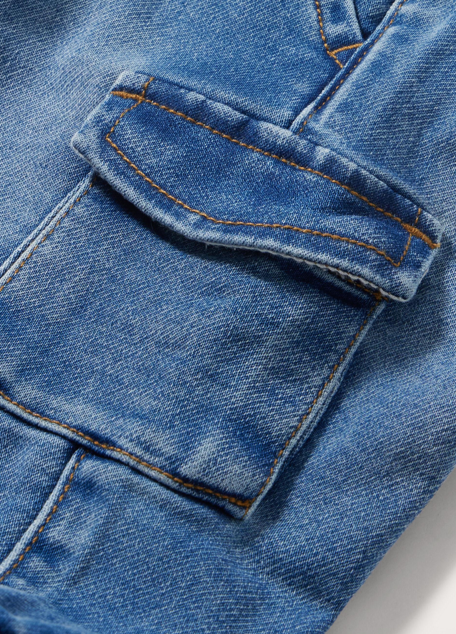 Pantaloni cargo in french terry denim neonato_1