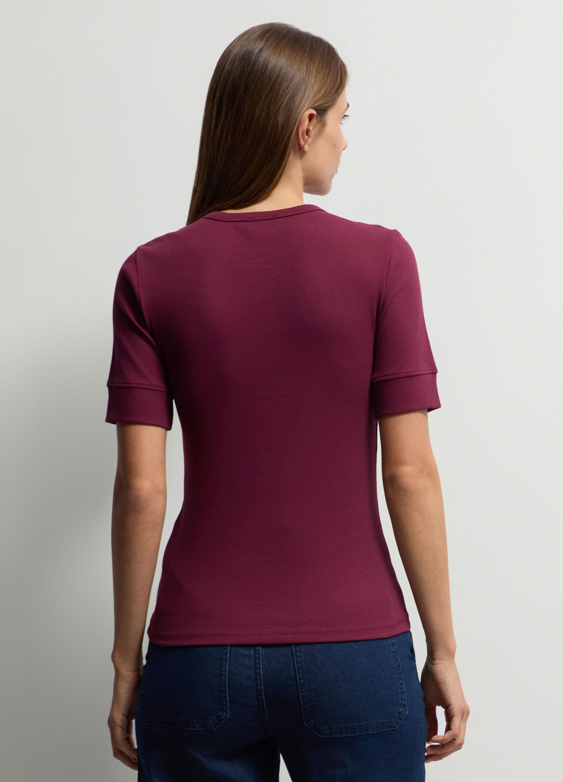 T-shirt Fitted girocollo stretch donna
