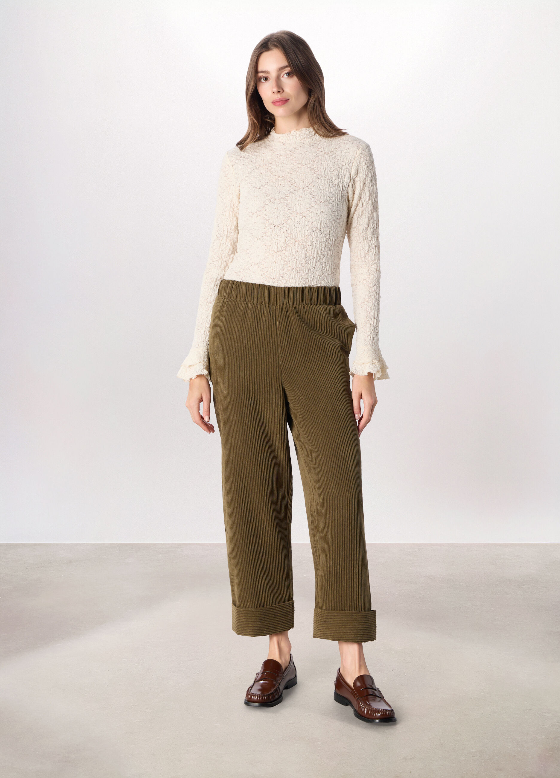 Pantaloni in velluto a coste donna_0