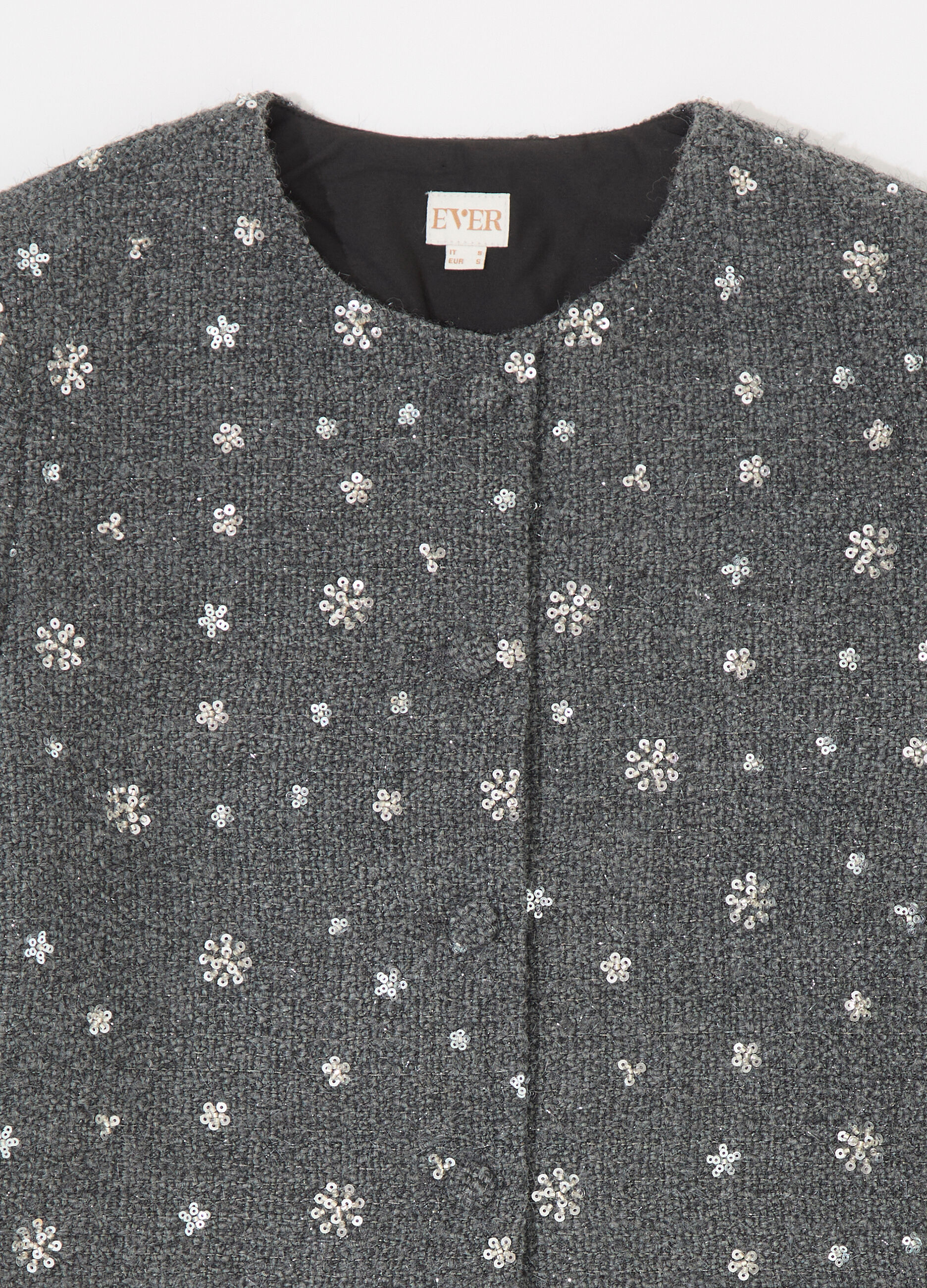 Giacca in bouclé misto lana con paillettes donna_6