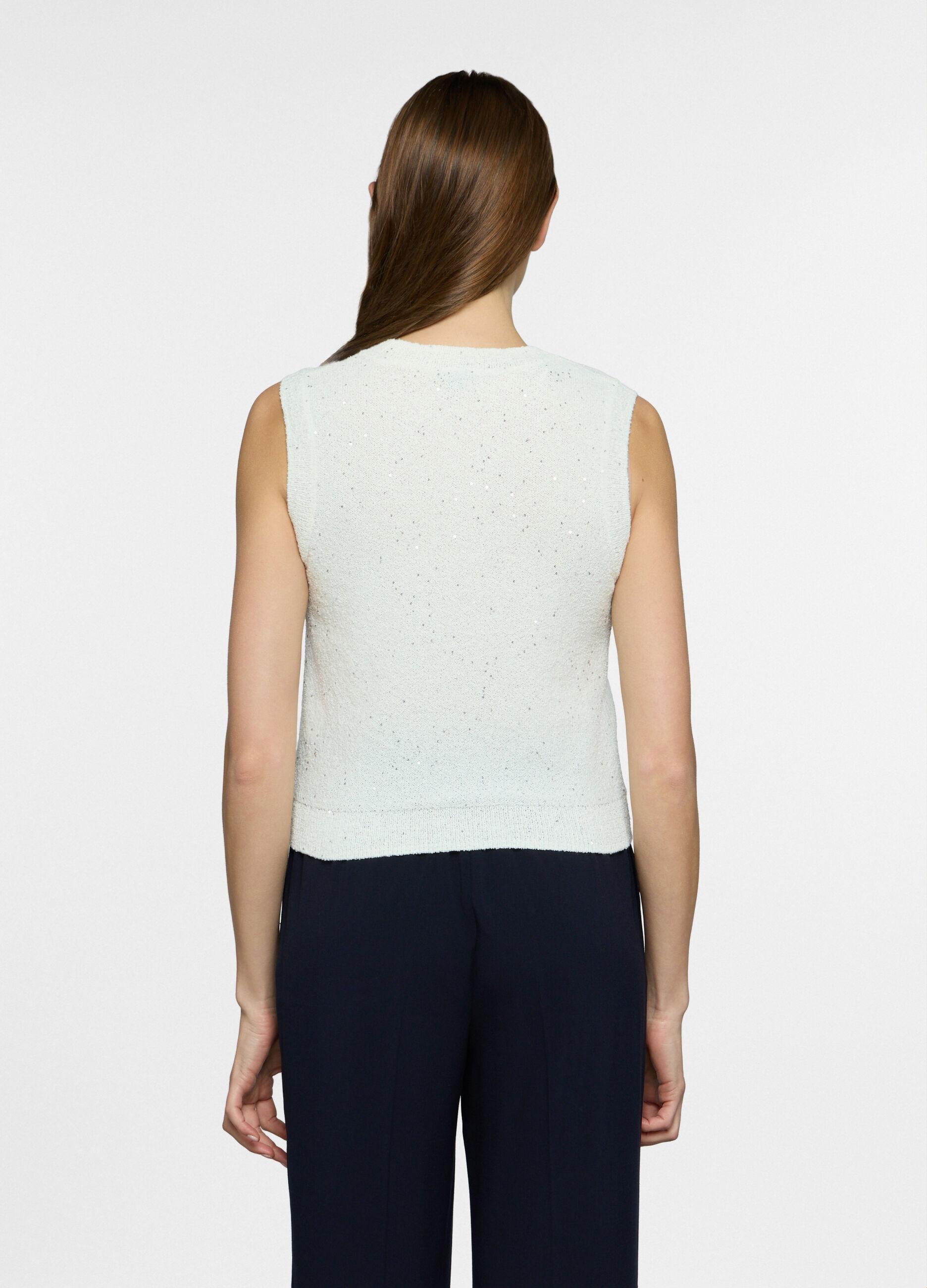 Top girocollo in maglia rasata donna_1