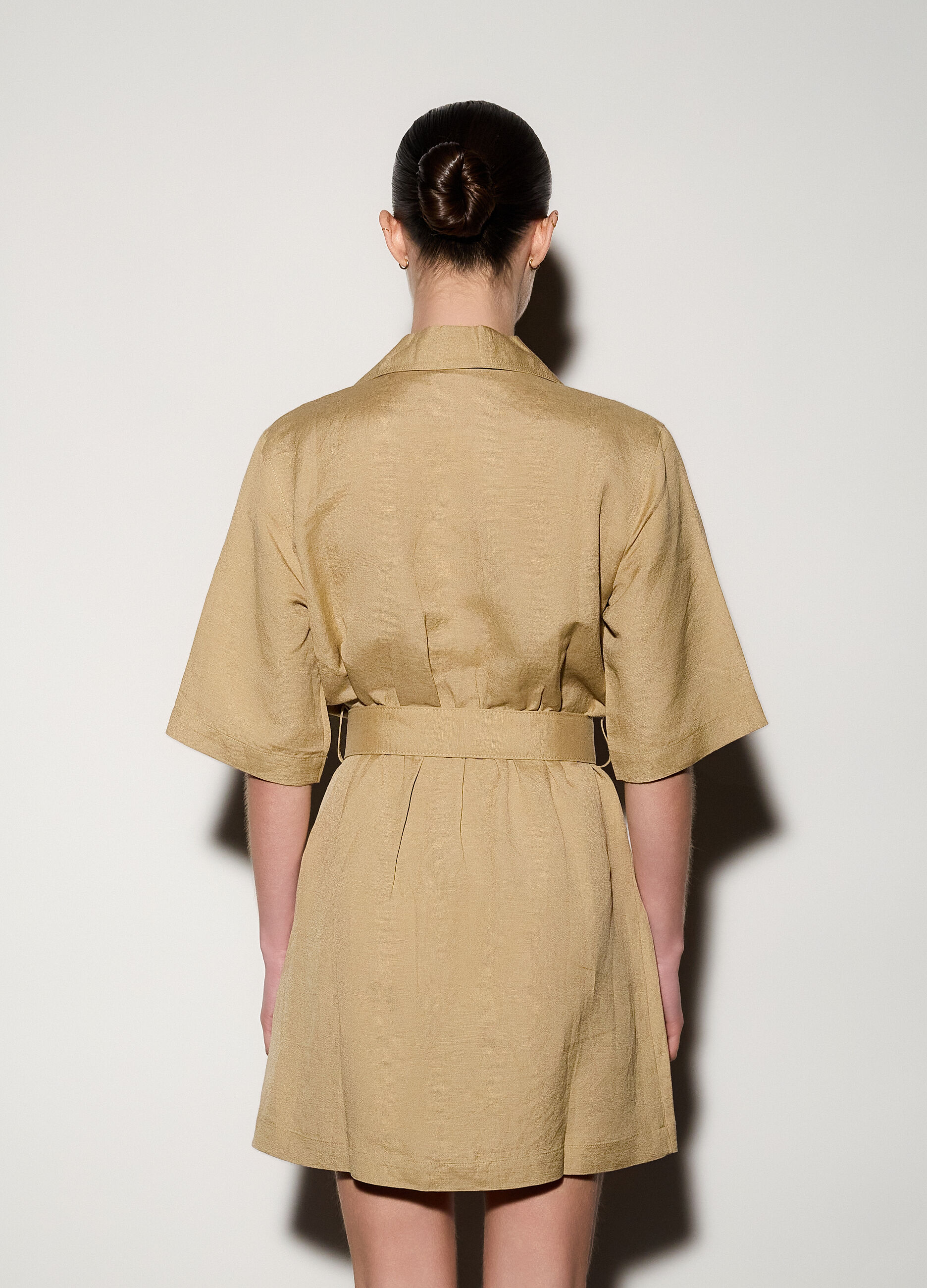 Abito corto misto lino donna_2