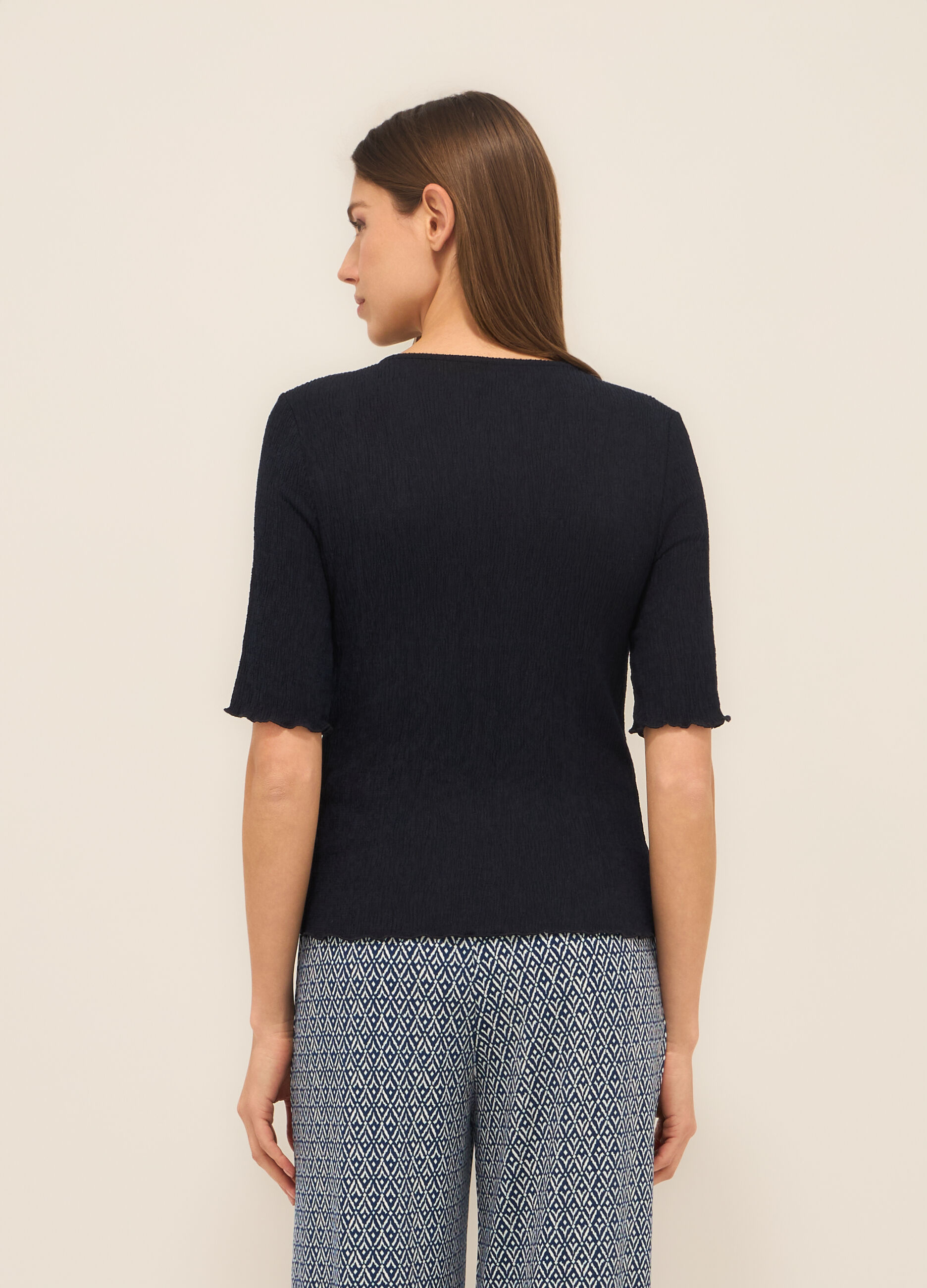 T-shirt misto viscosa crinkle donna_1