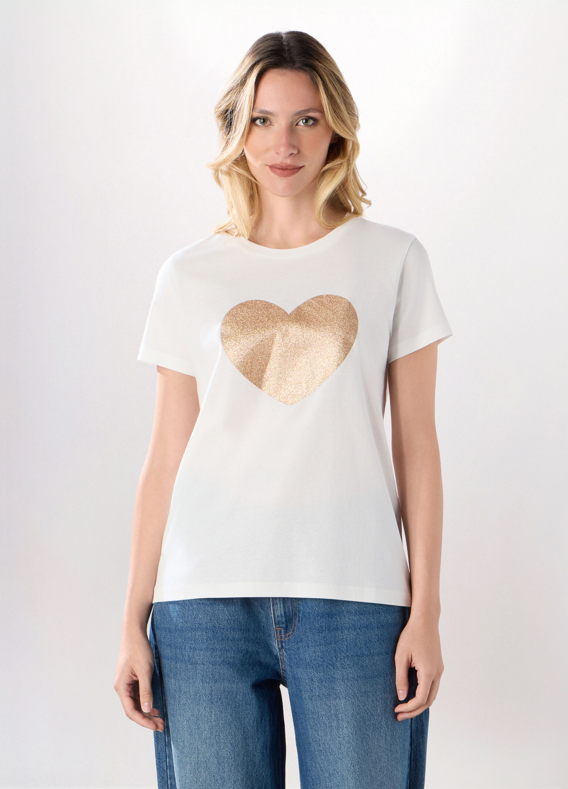 T-shirt in puro cotone con stampa donna_0