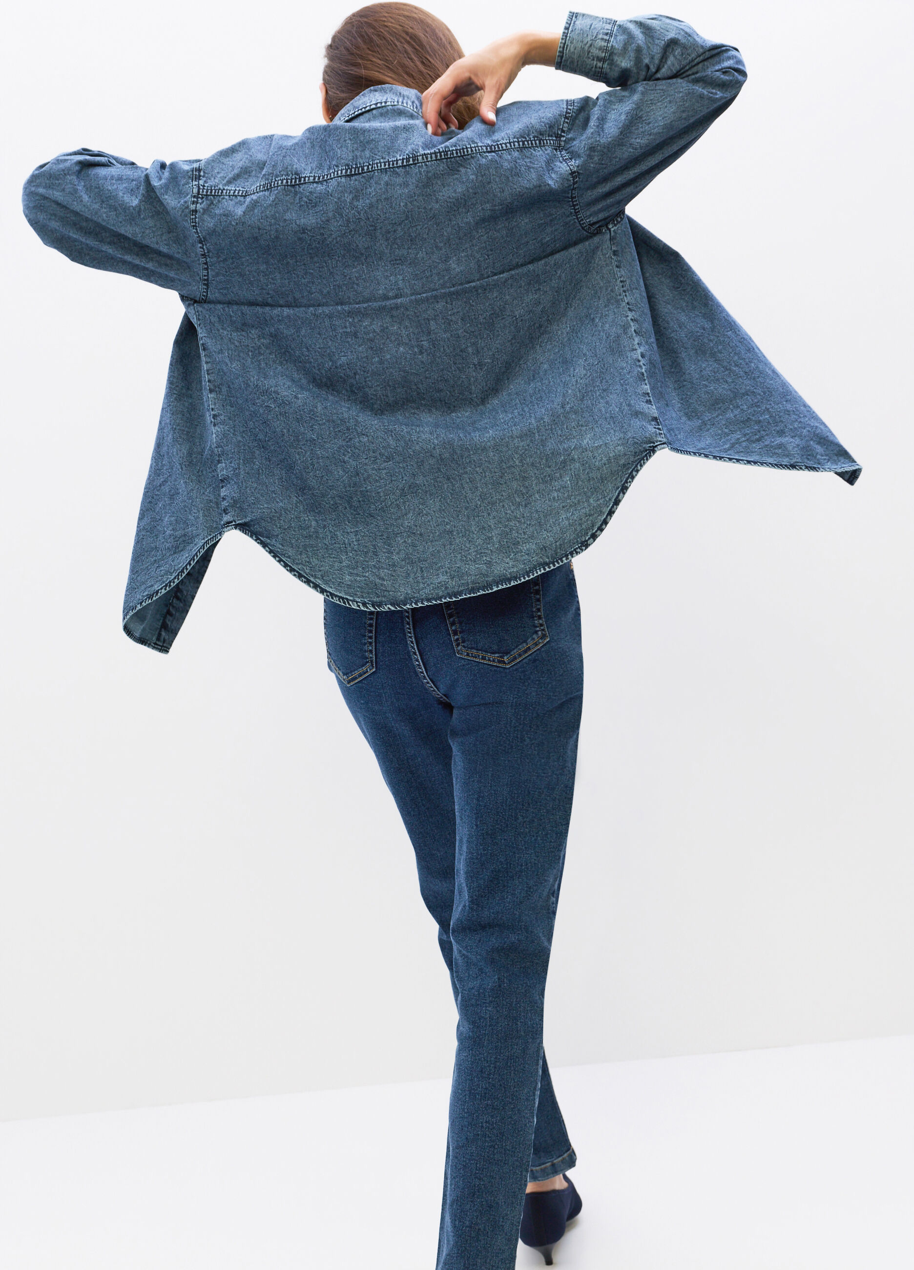 Pantaloni Slim Fit in denim stretch misto cotone donna_1