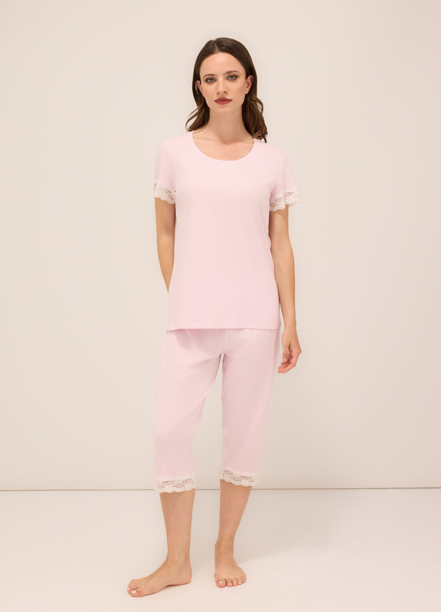 Set pigiama corto in puro cotone donna_0