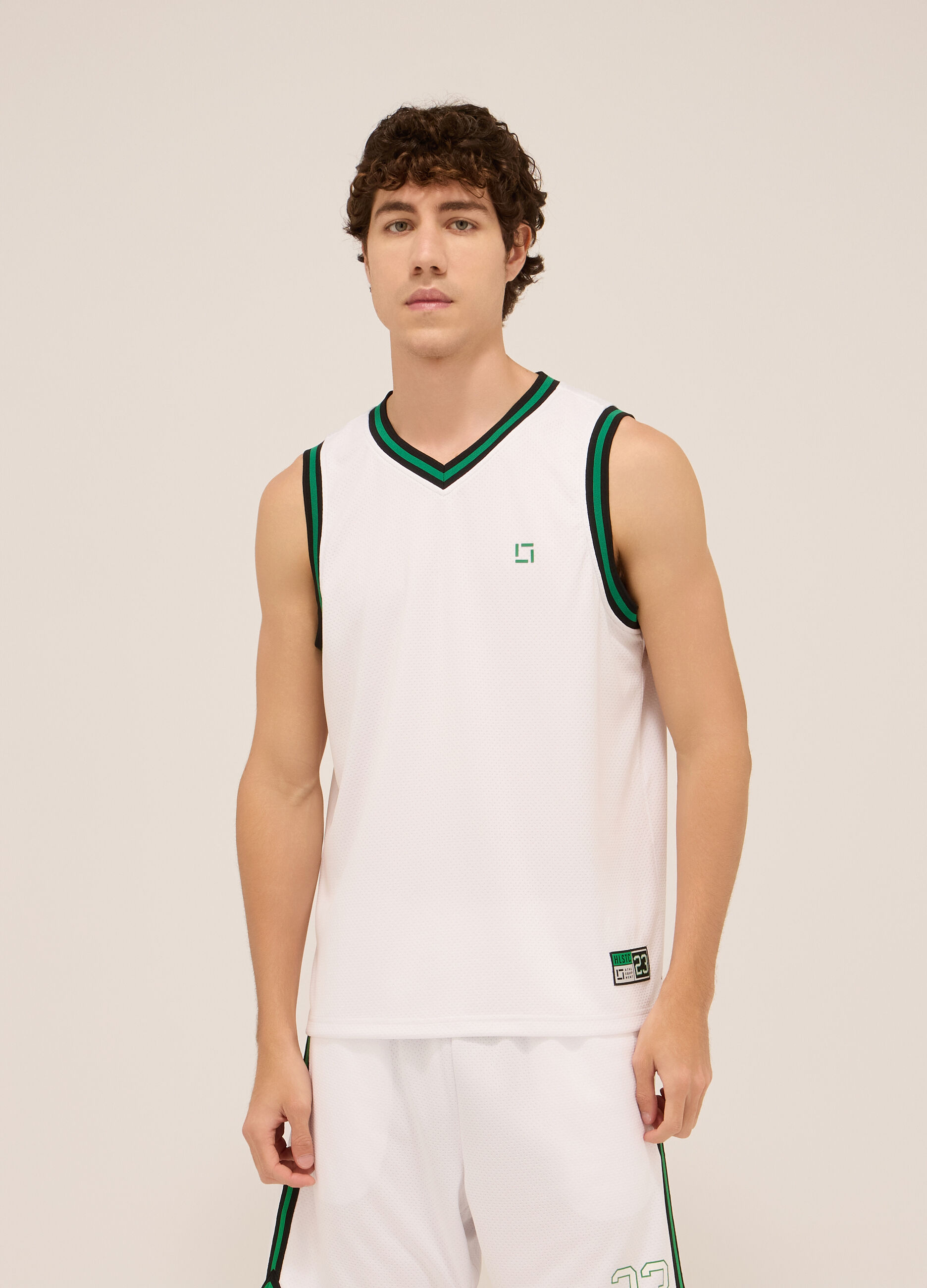 Canottiera sportiva con stampa stile basket uomo