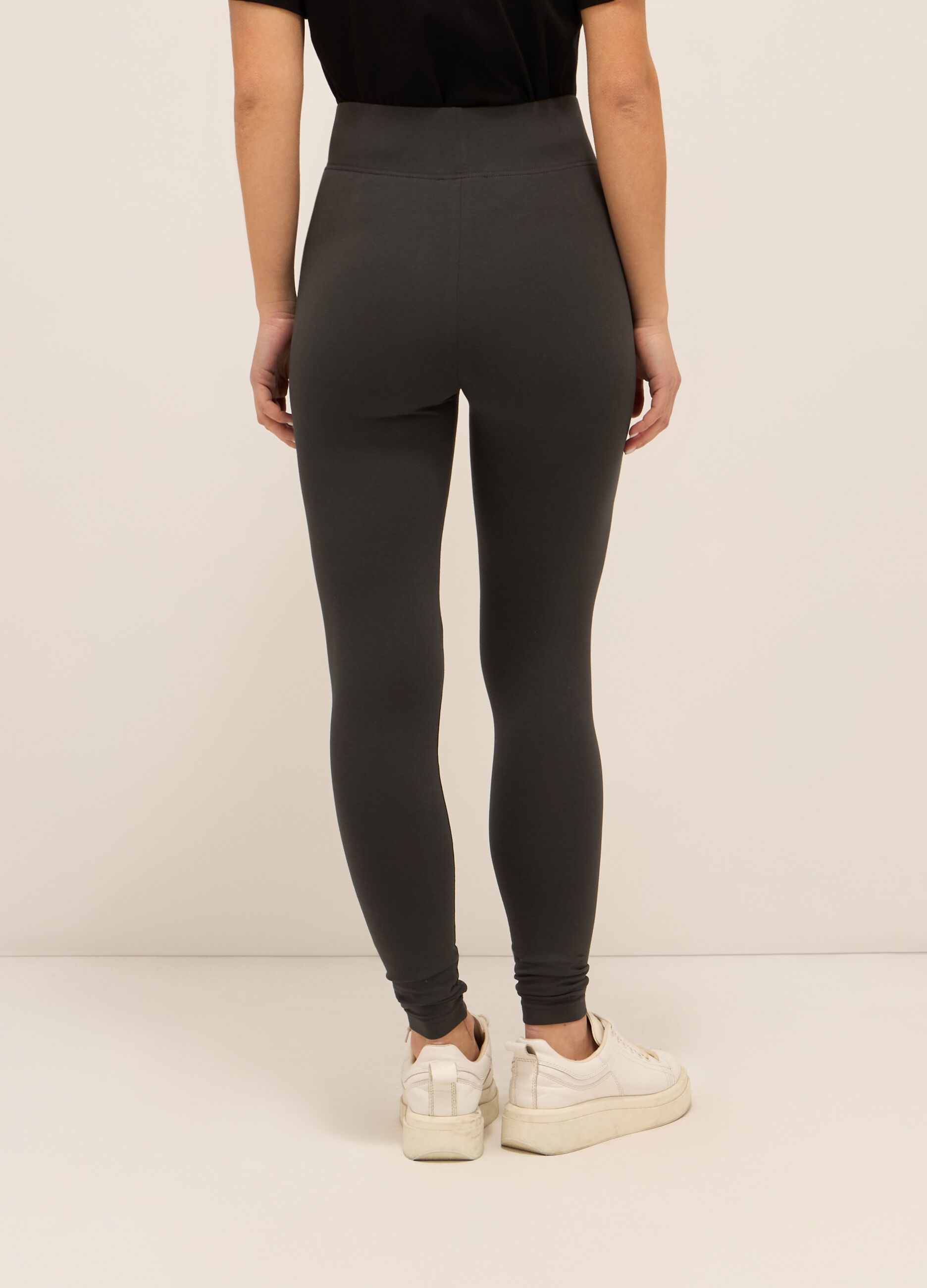 Leggings fitness in jersey di cotone stretch donna_1