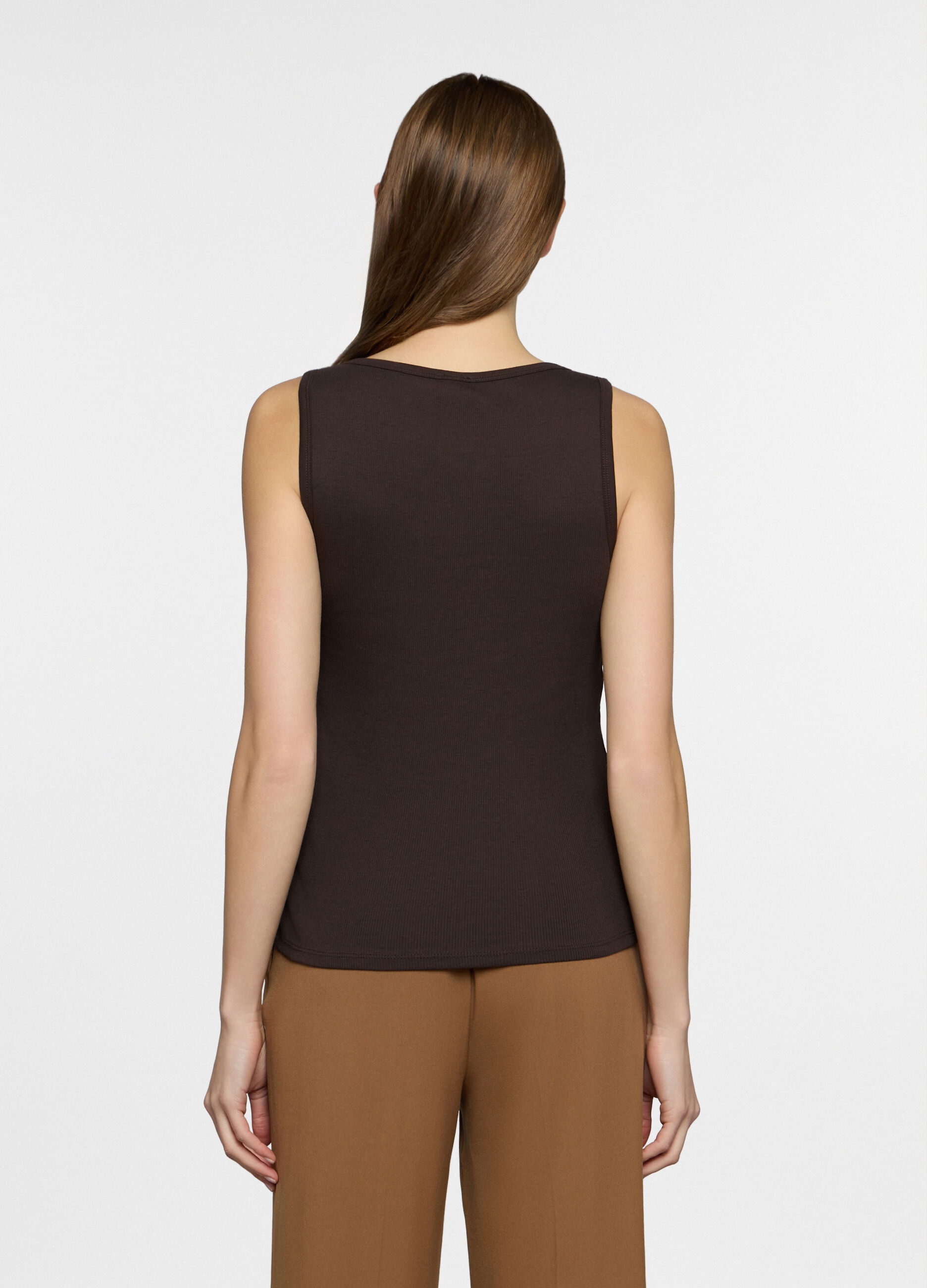 Canotta fitted con scollo rotondo donna_1