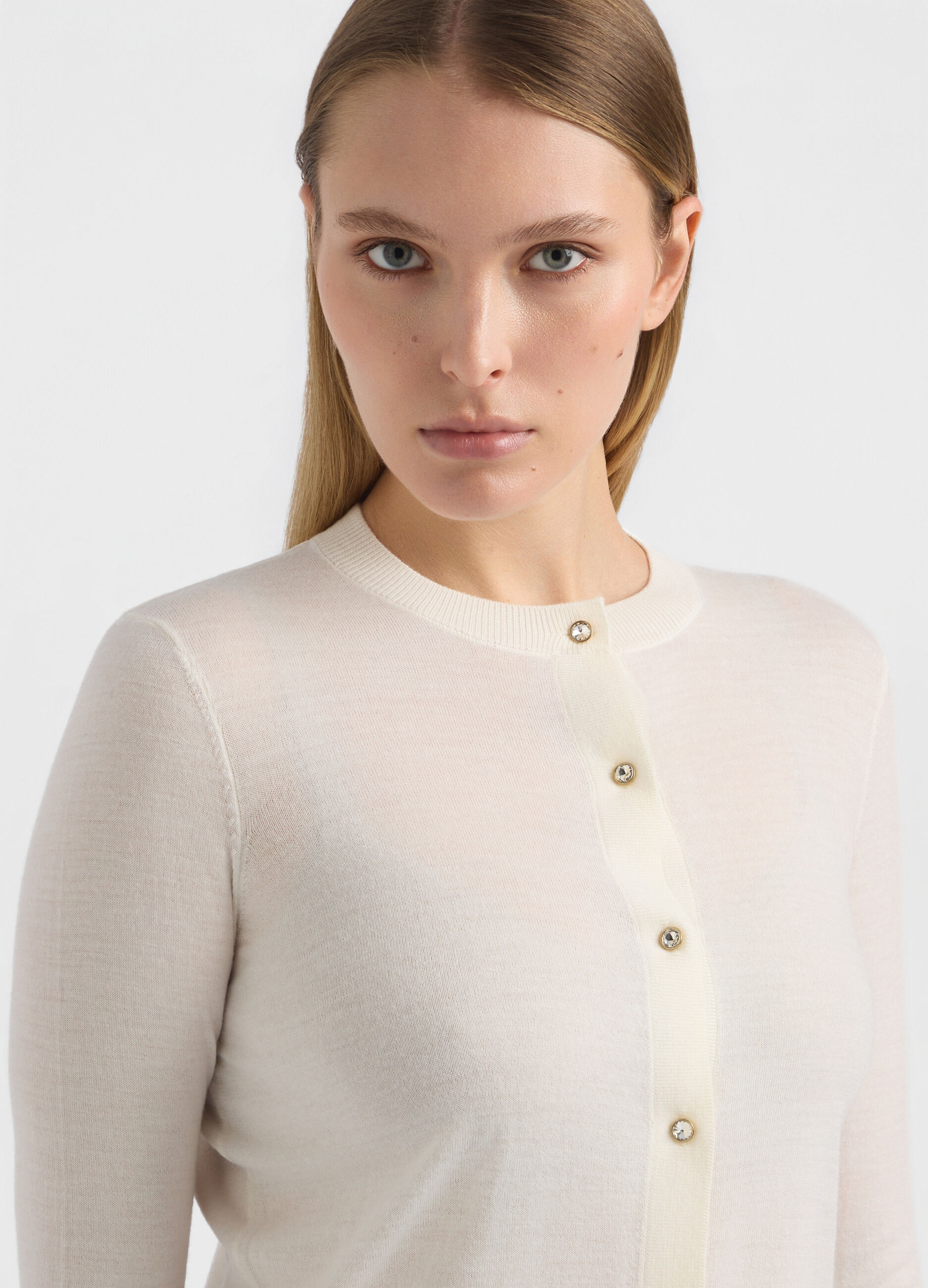 Cardigan girocollo rasato donna_3