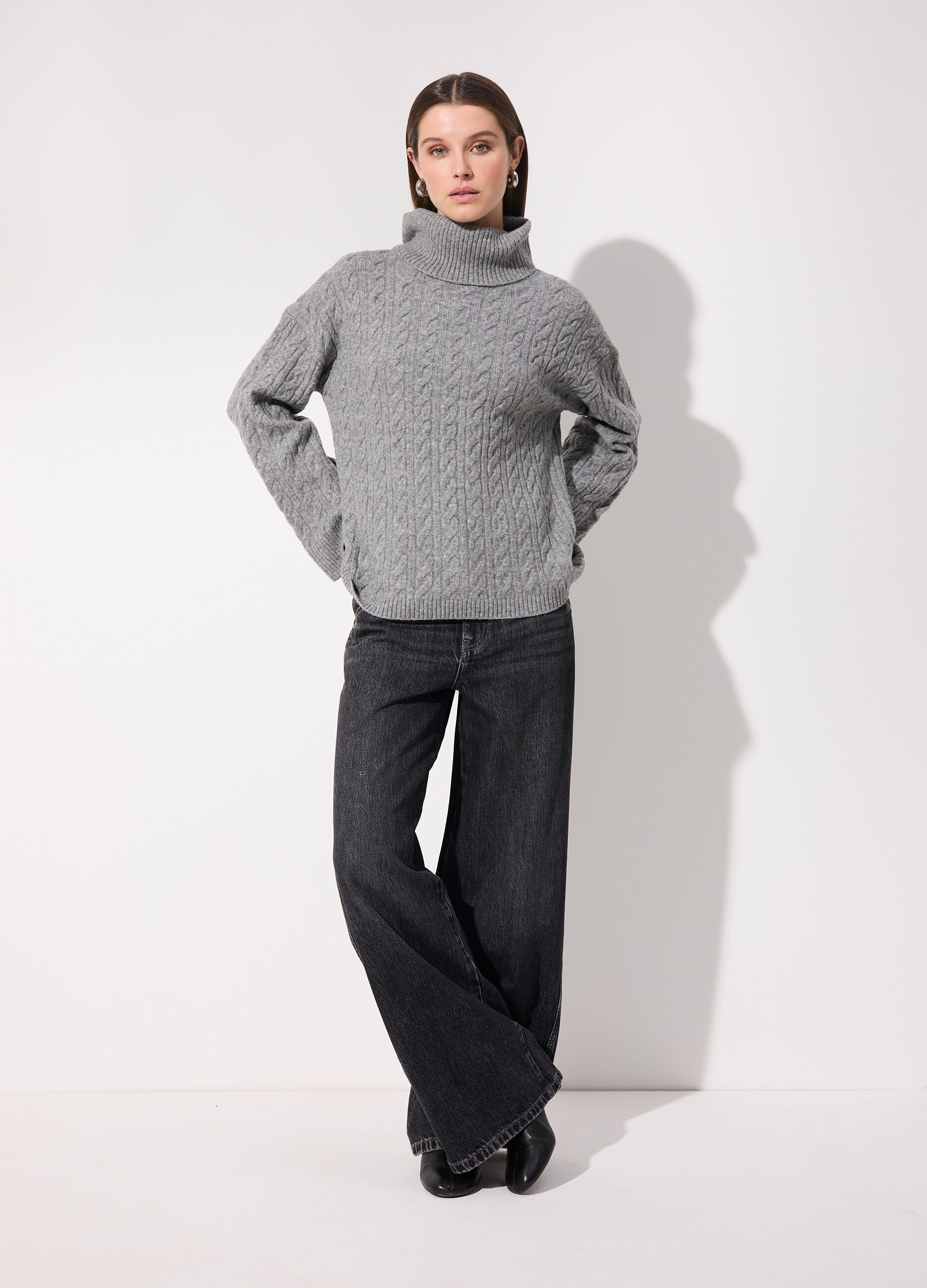 Denim wide leg in cotone misto lyocell donna_0