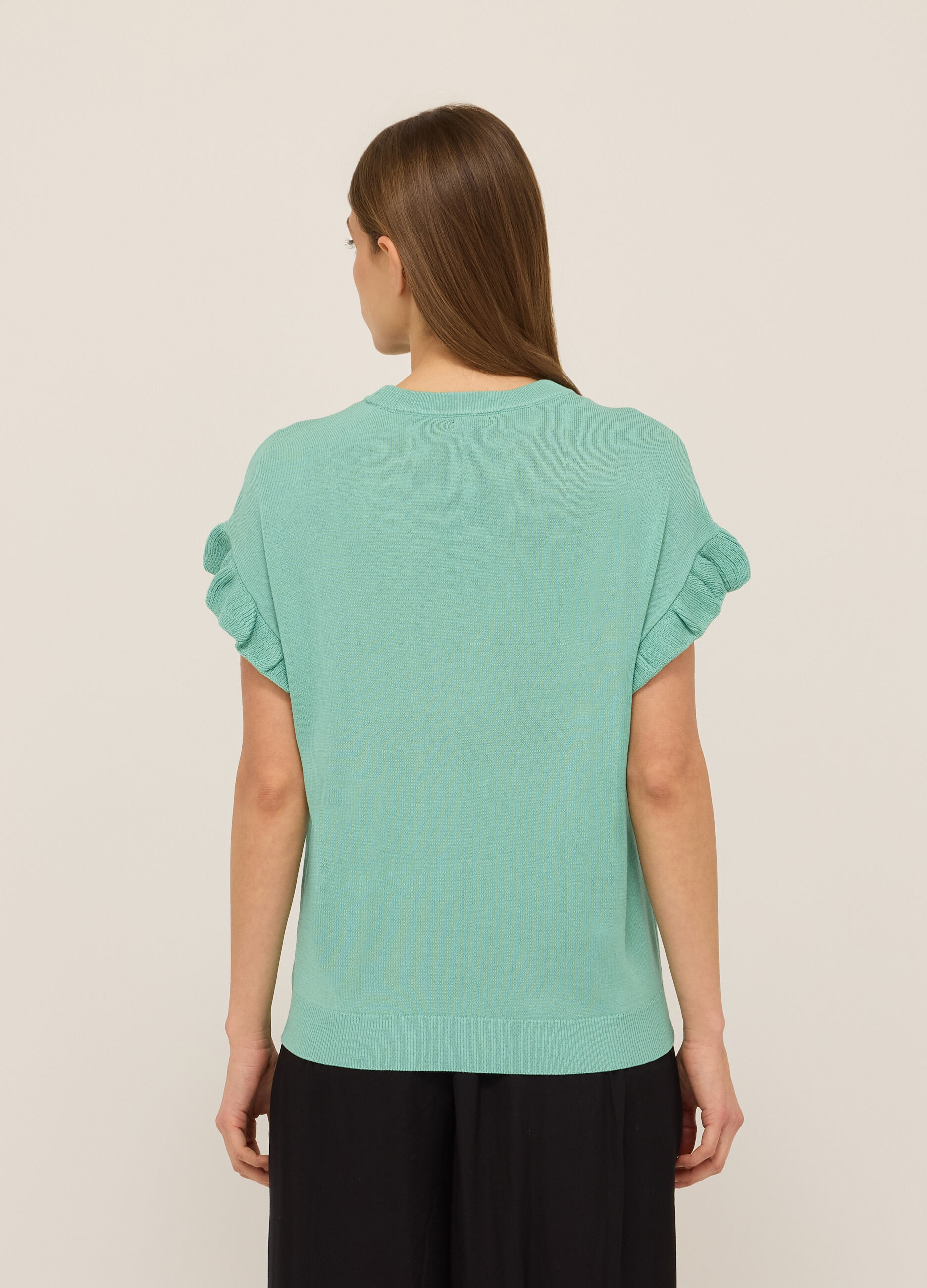 T-shirt tricot con rouches donna_1