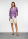 Camicia fit regular con collo coreano in puro lino donna_0
