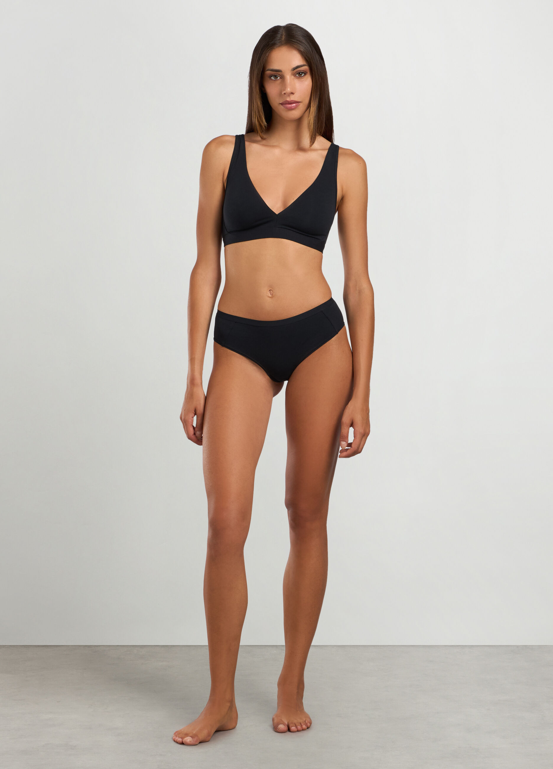 Reggiseno a triangolo in jersey di cotone stretch donna_0