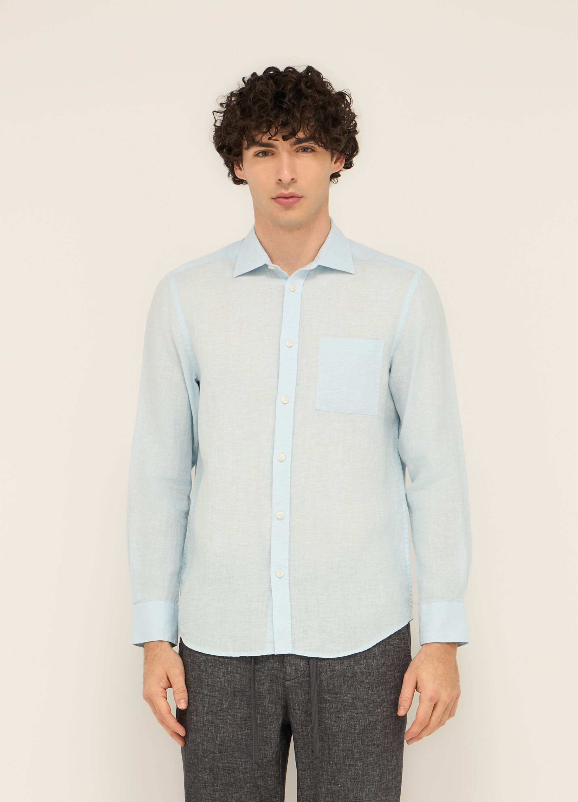 Camicia regular fit in puro lino uomo