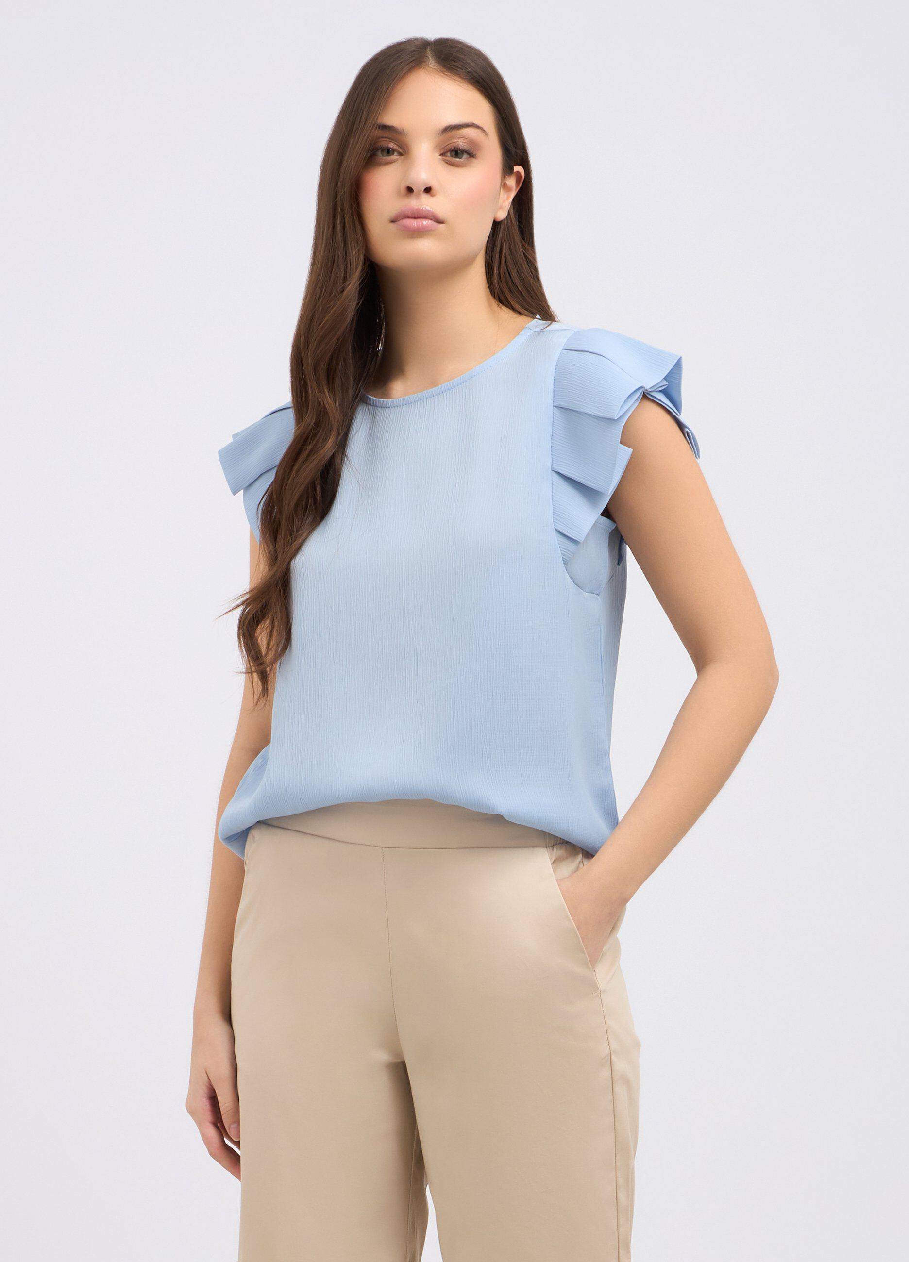 Blusa creponne con rouches donna