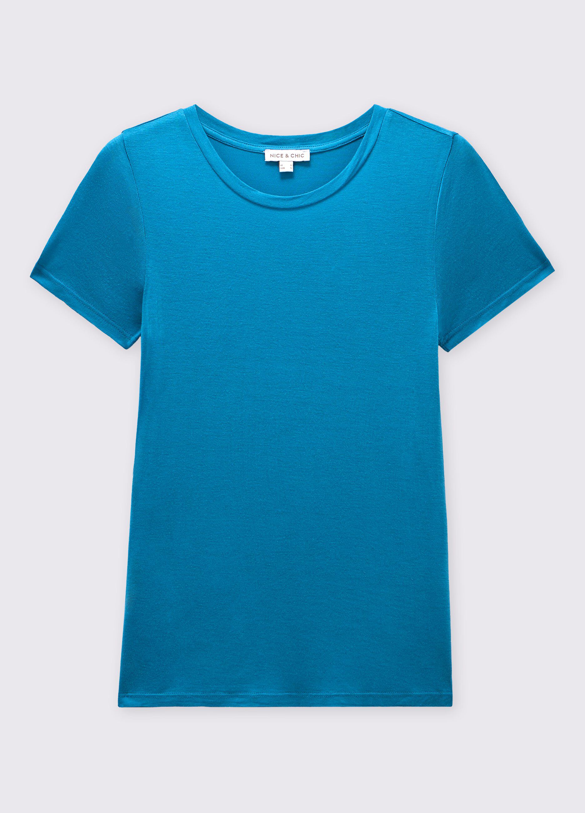 T-shirt girocollo in pura viscosa donna_0