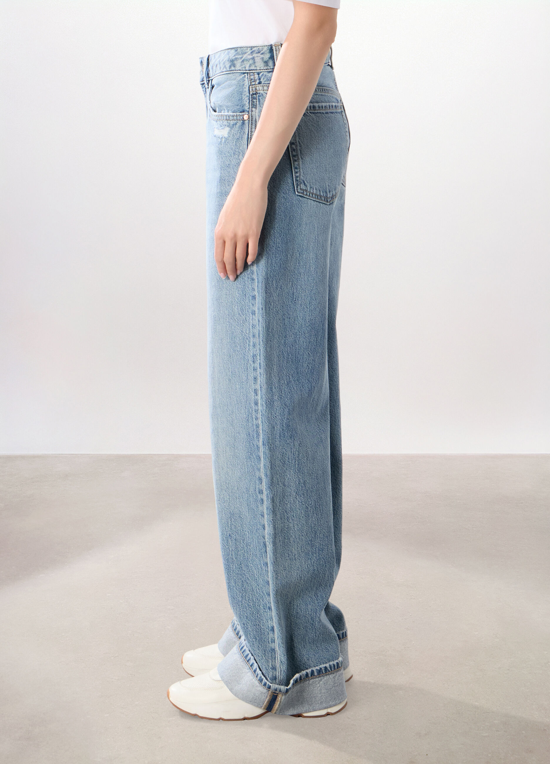 Pantaloni wide leg ripped donna_3