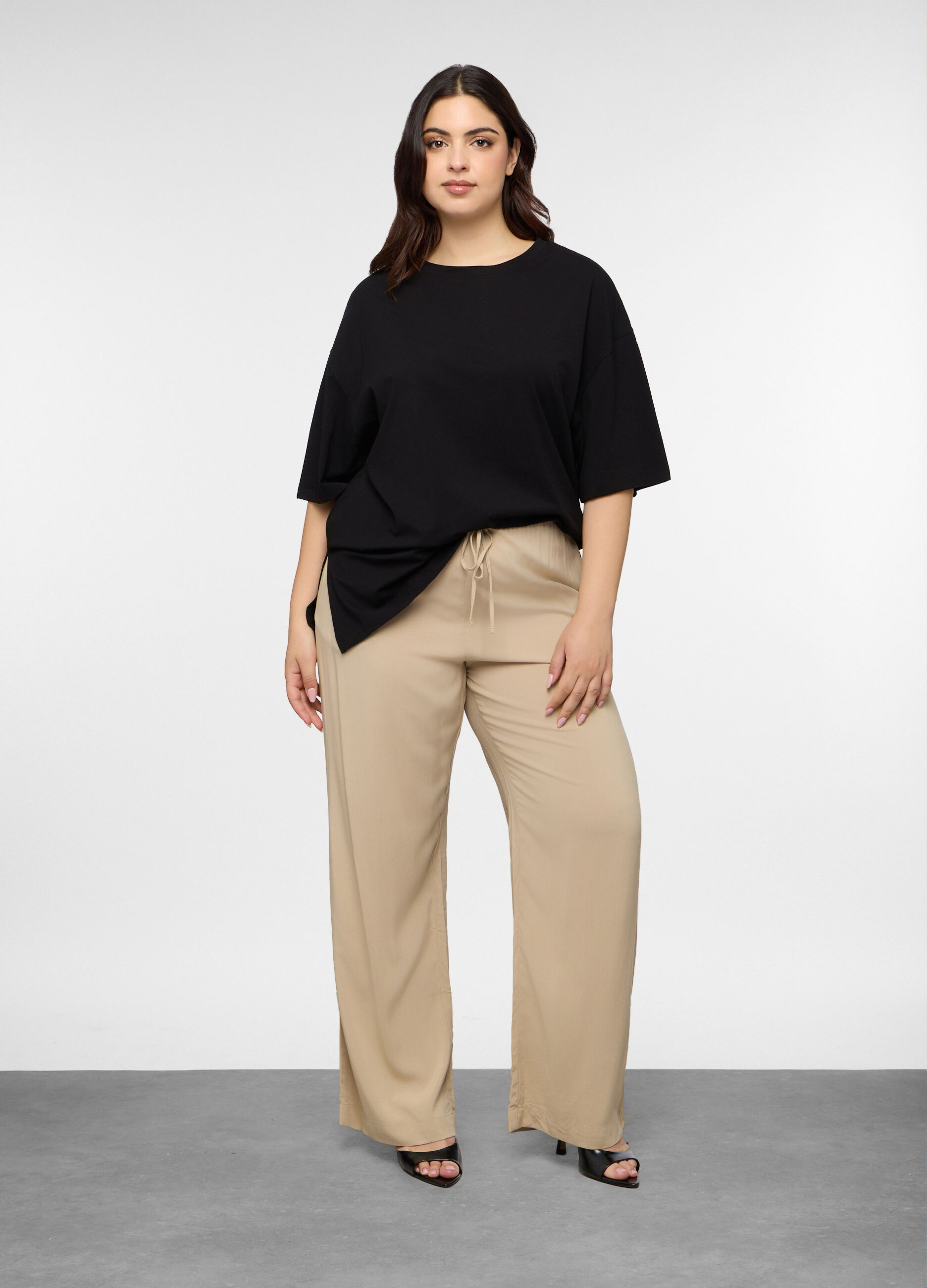 Pantaloni Wide Leg in pura viscosa donna curvy_0