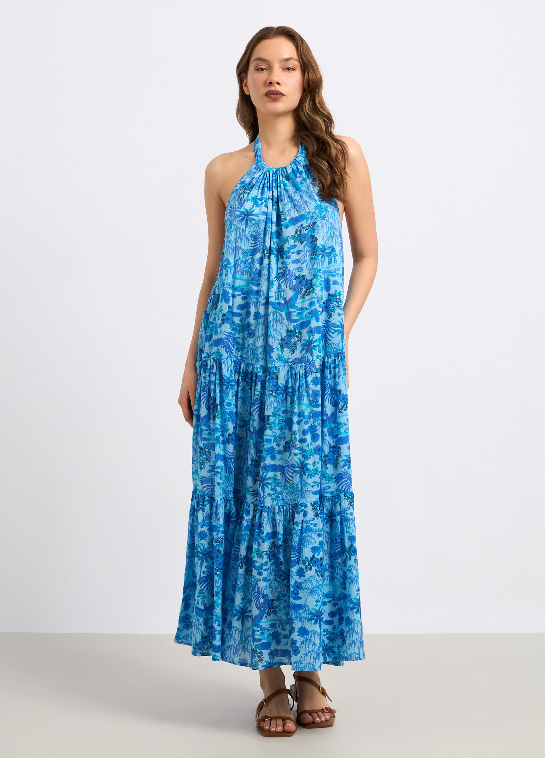 Abito copricostume lungo in puro cotone donna_0