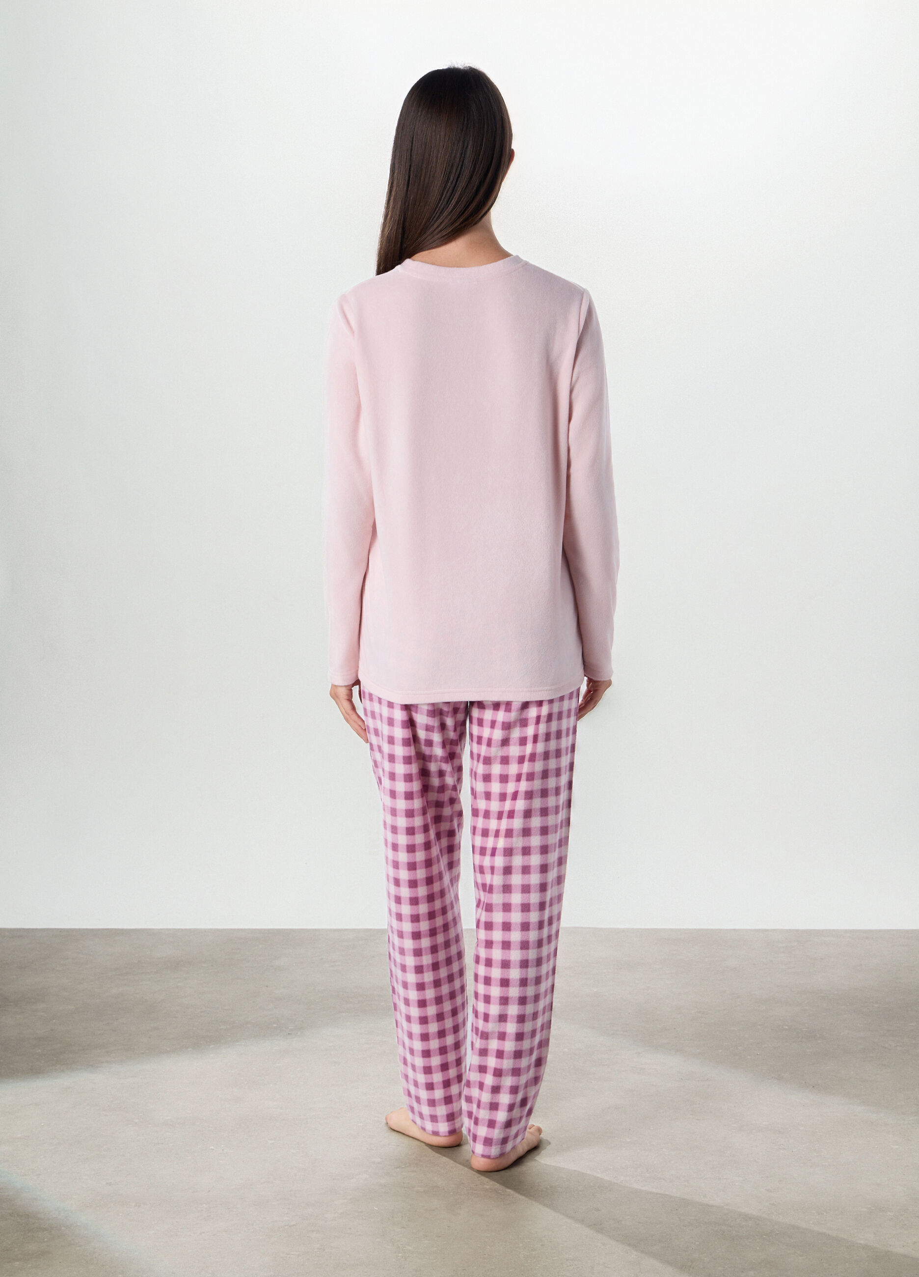 Set pigiama in pile con ricami donna_1