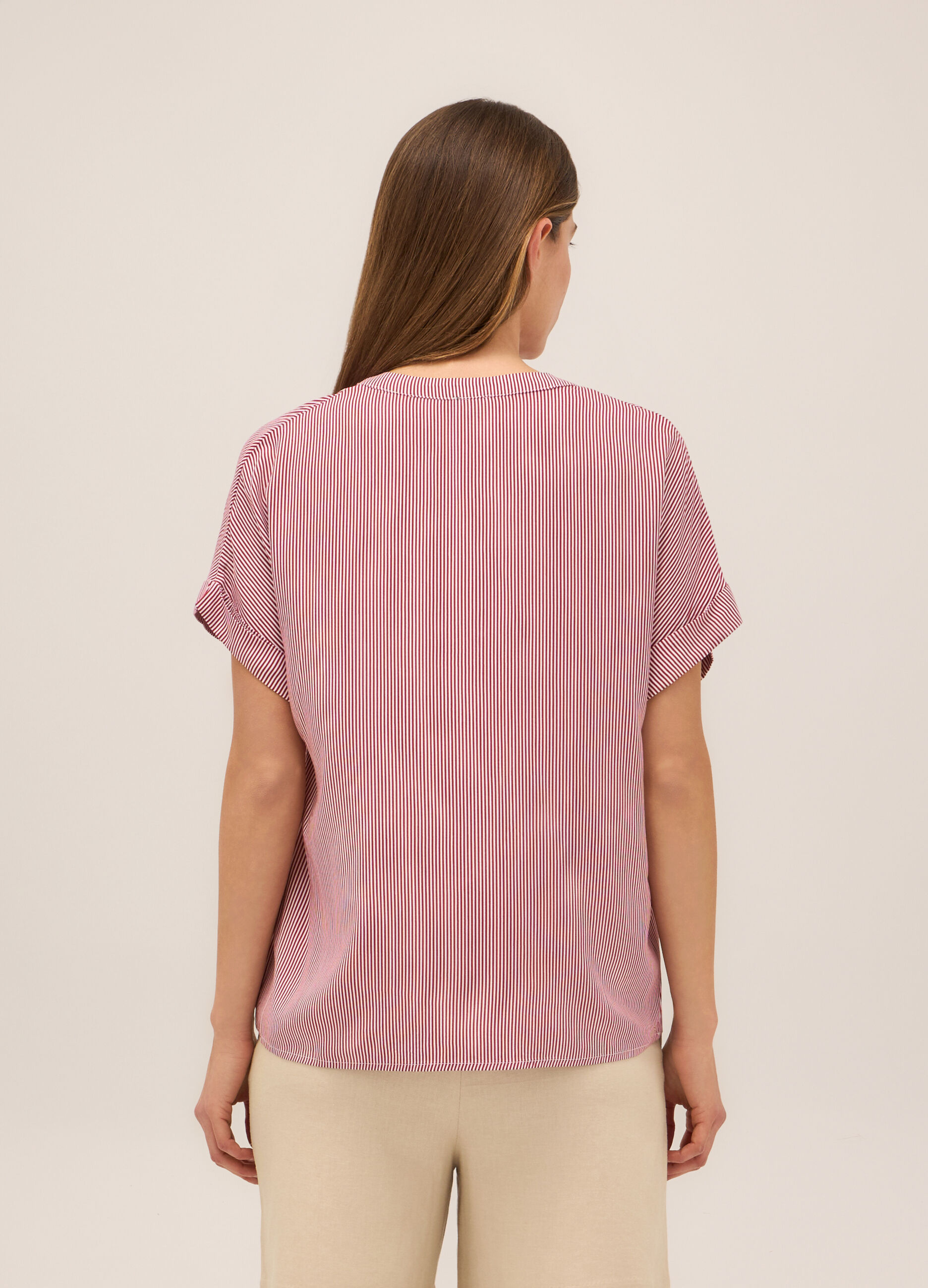 Blusa in pura viscosa a righe donna_1