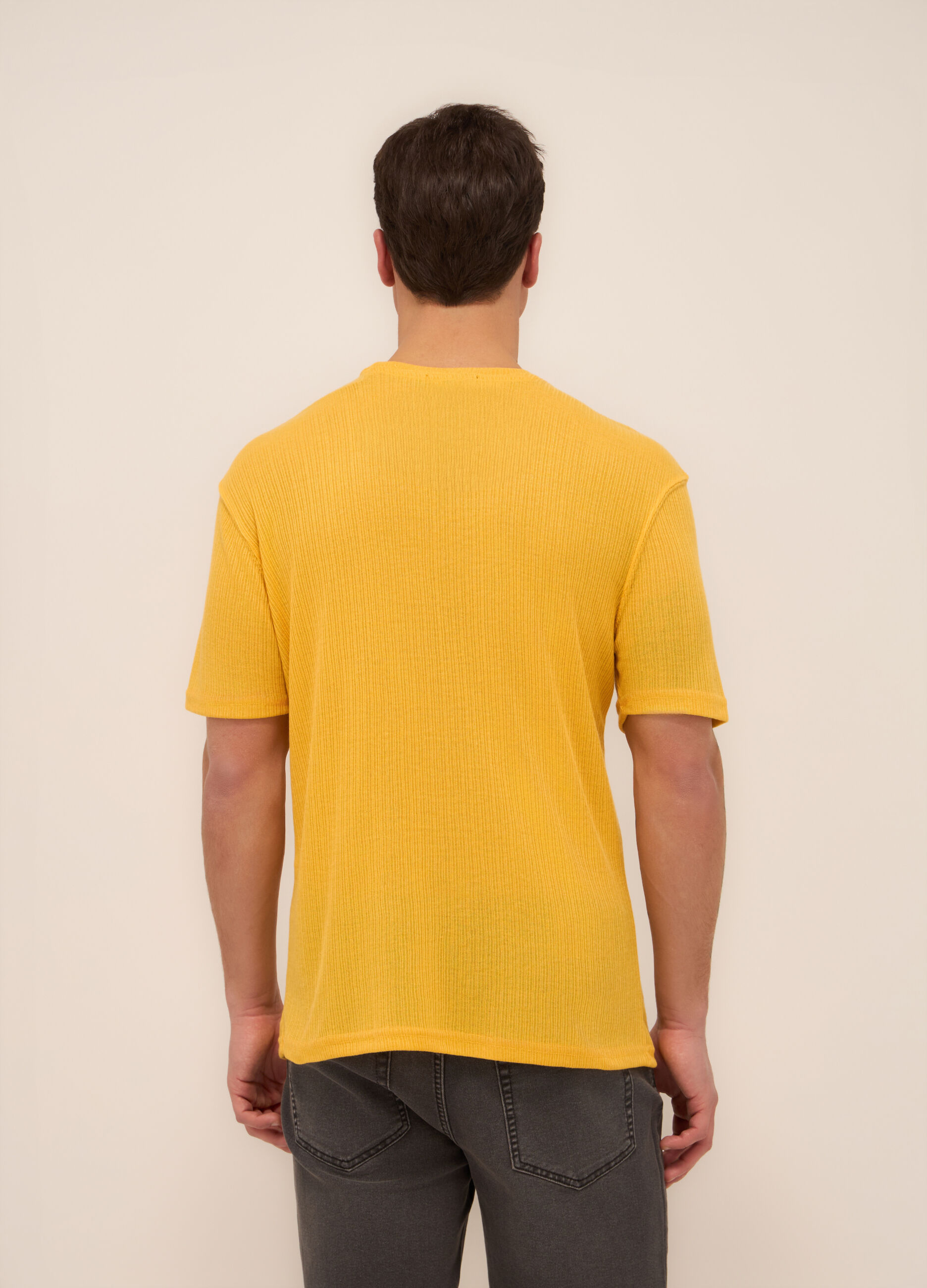 T-shirt girocollo a costine uomo_1
