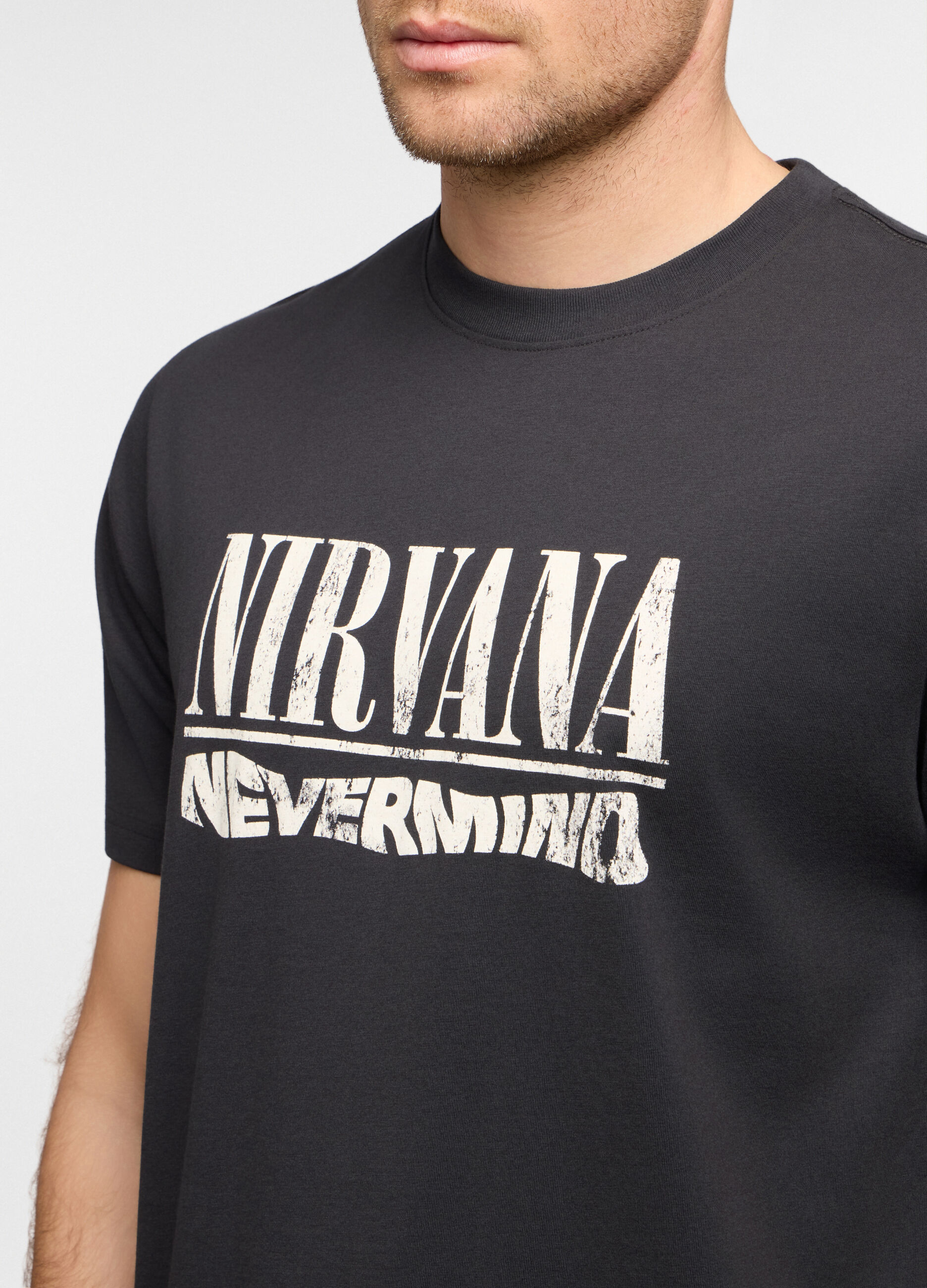 T-shirt girocollo con stampa Nirvana uomo_2