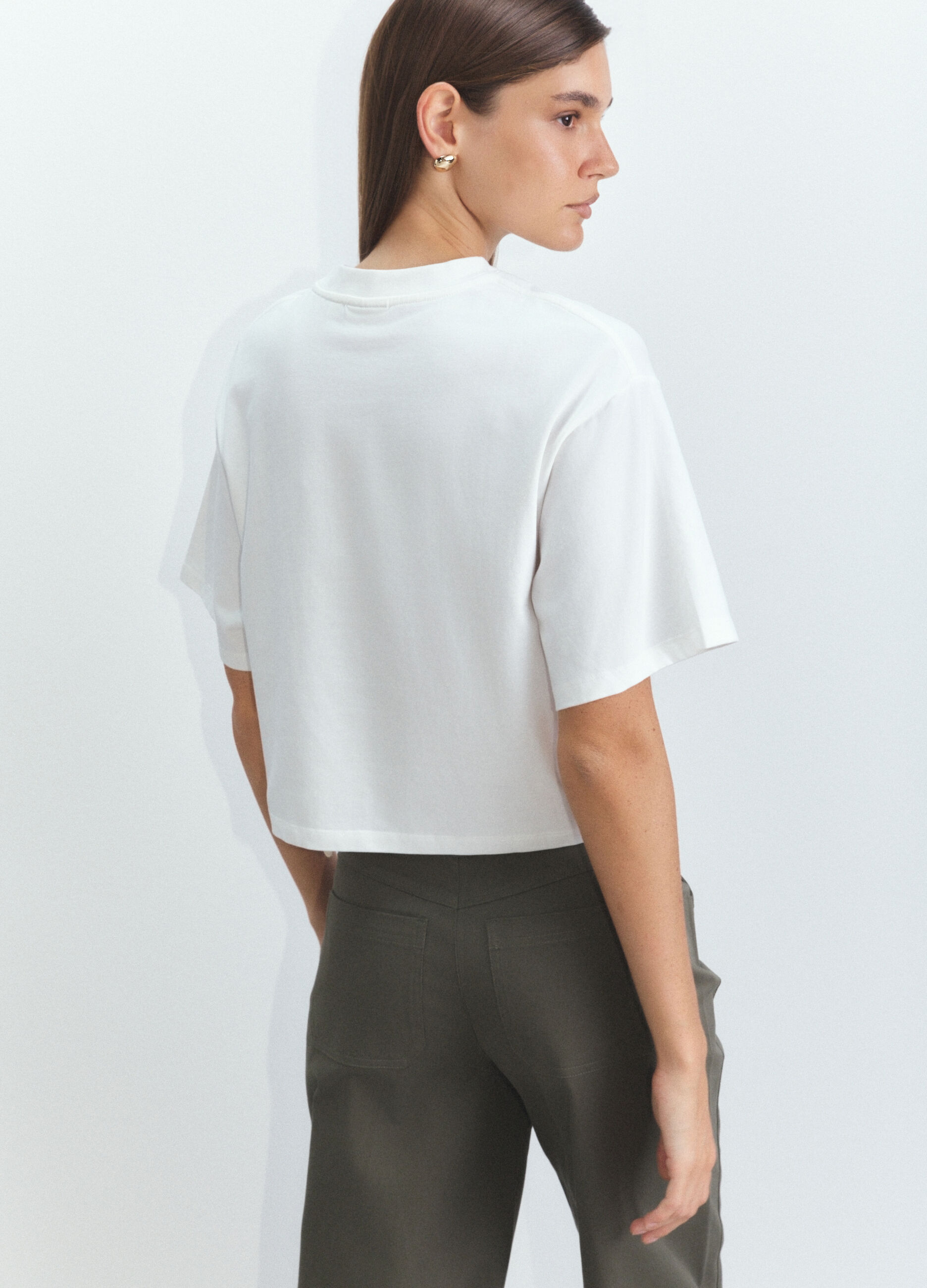 T-shirt girocollo Boxy Fit stretch donna_3