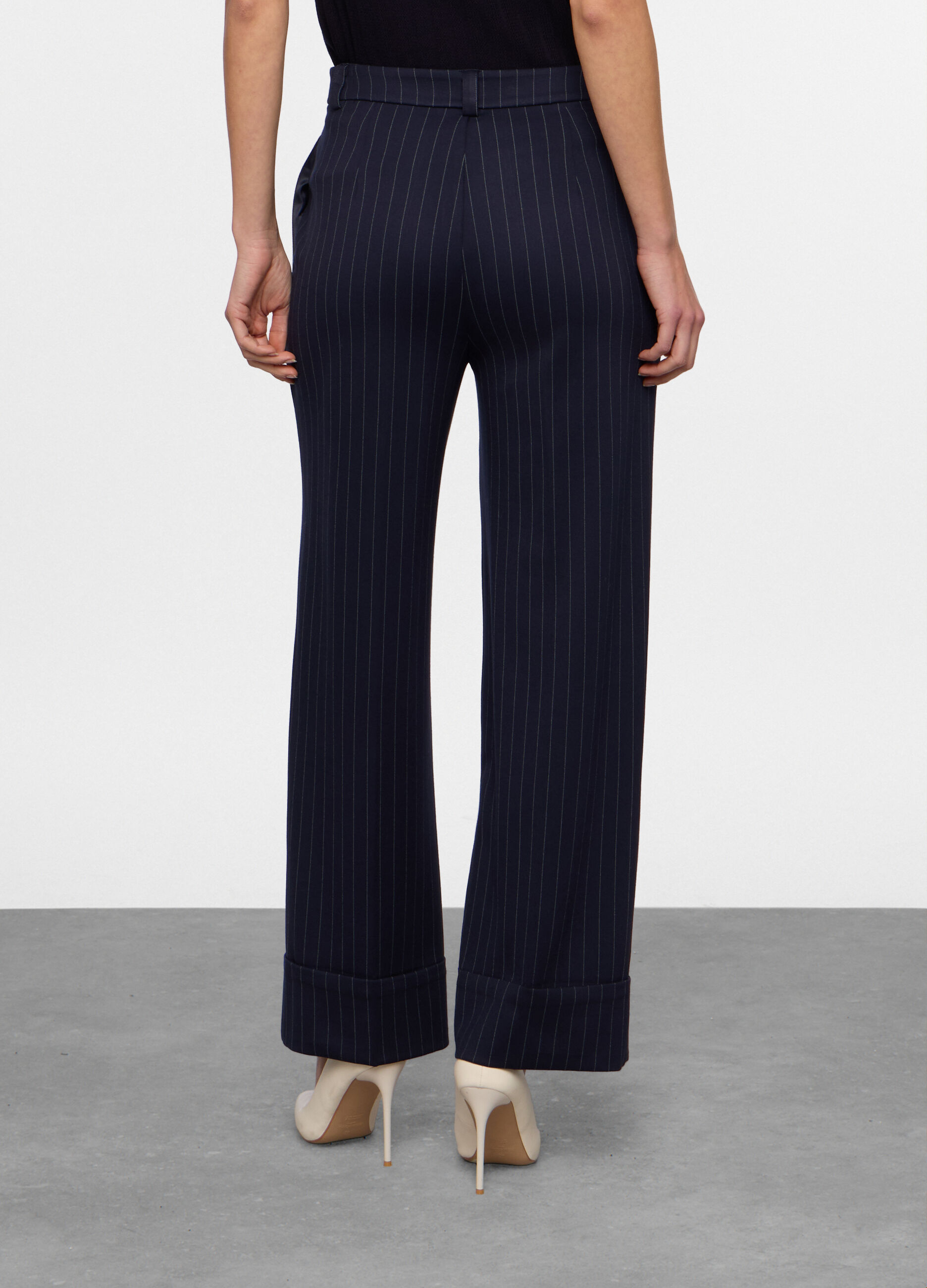 Pantalone gessato wide leg misto viscosa donna_1