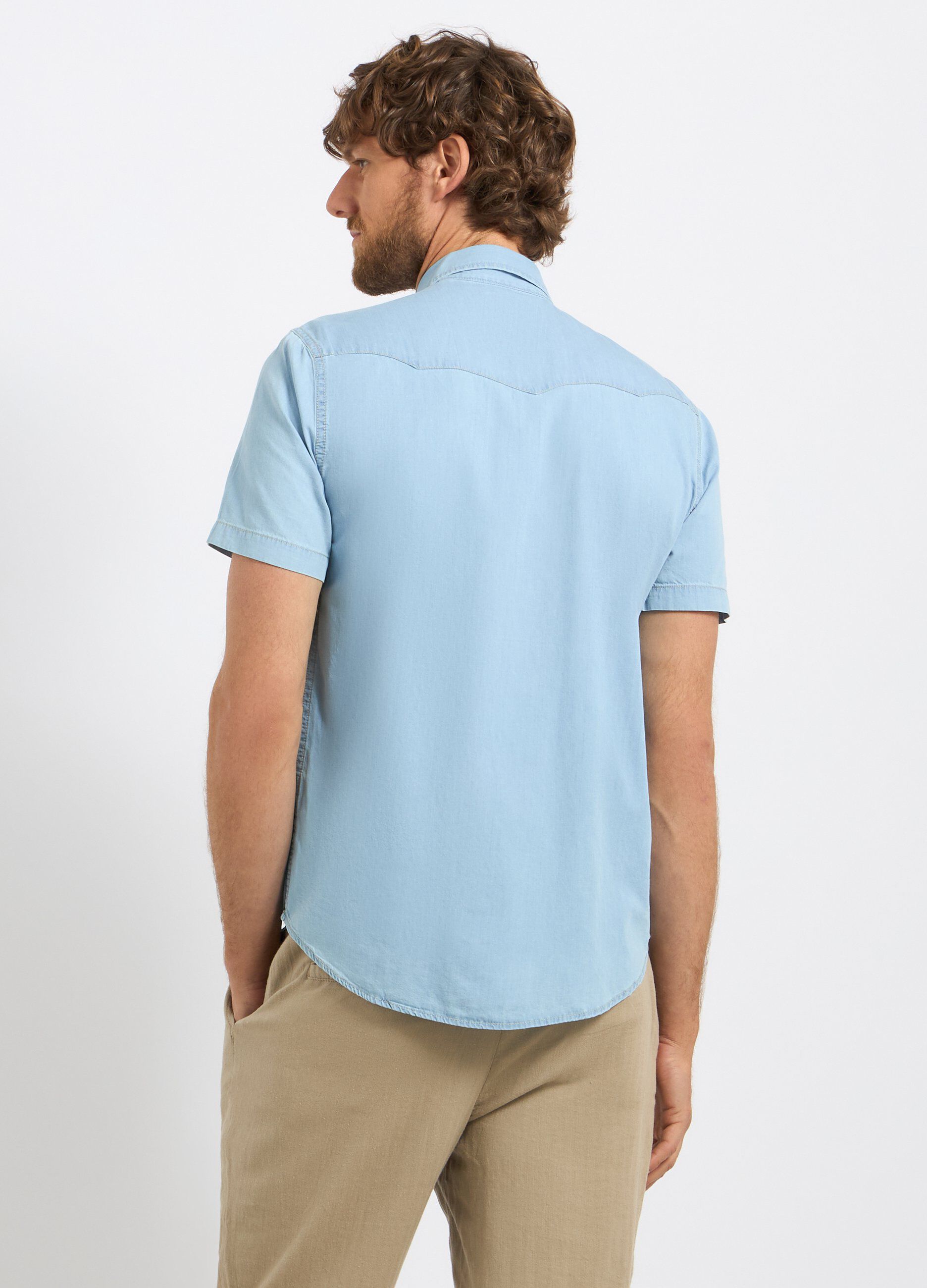 Camicia a maniche corte in puro cotone uomo_1