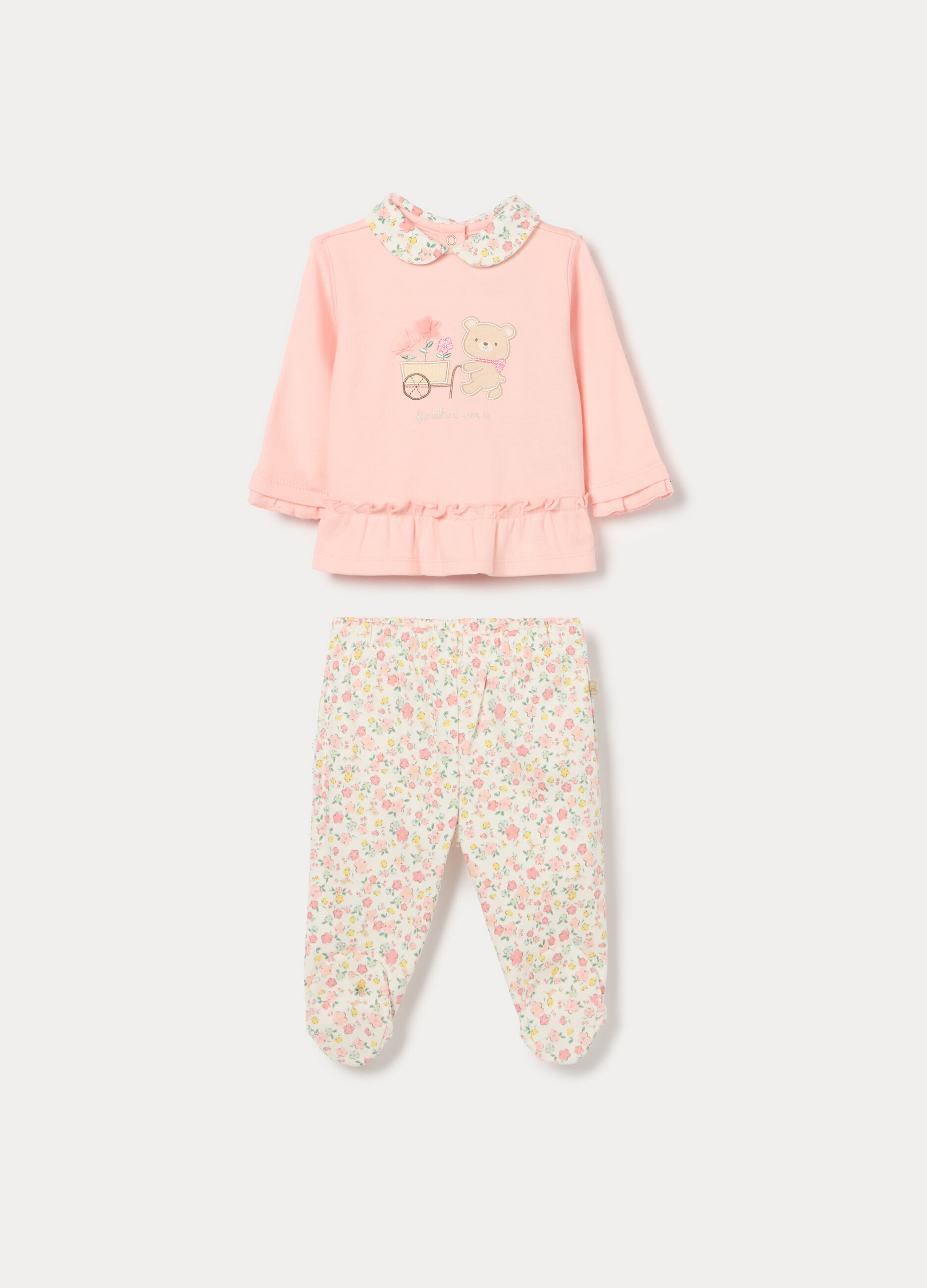 Jogging set in interlock di puro cotone neonata_0
