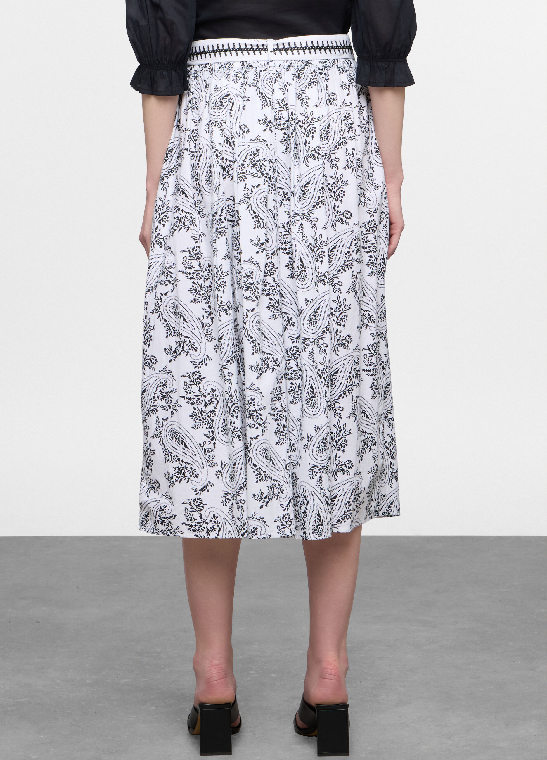 Gonna lunga in popeline di puro cotone donna_1