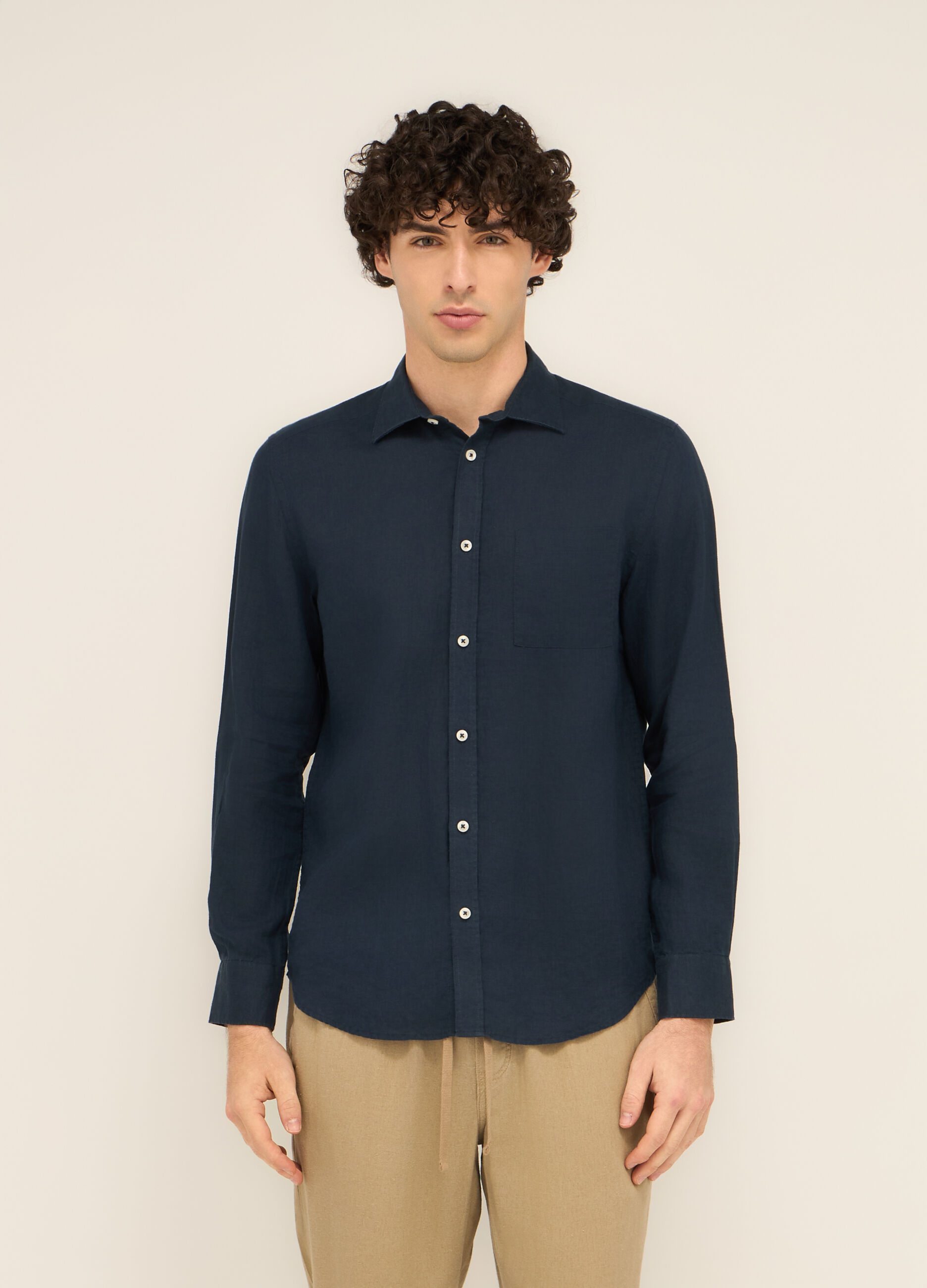 Camicia regular fit in puro lino uomo_0