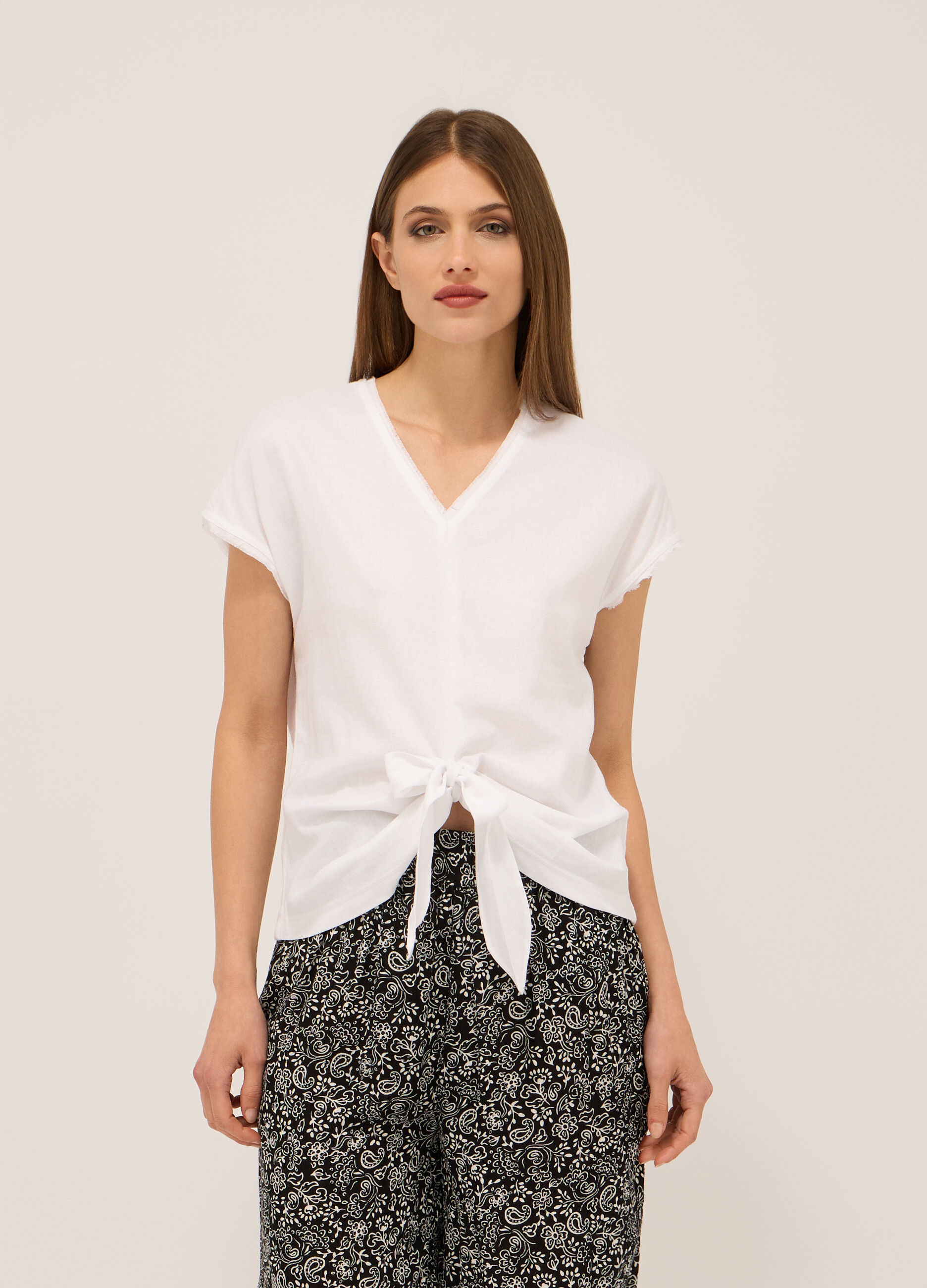 T-shirt misto lino donna_0