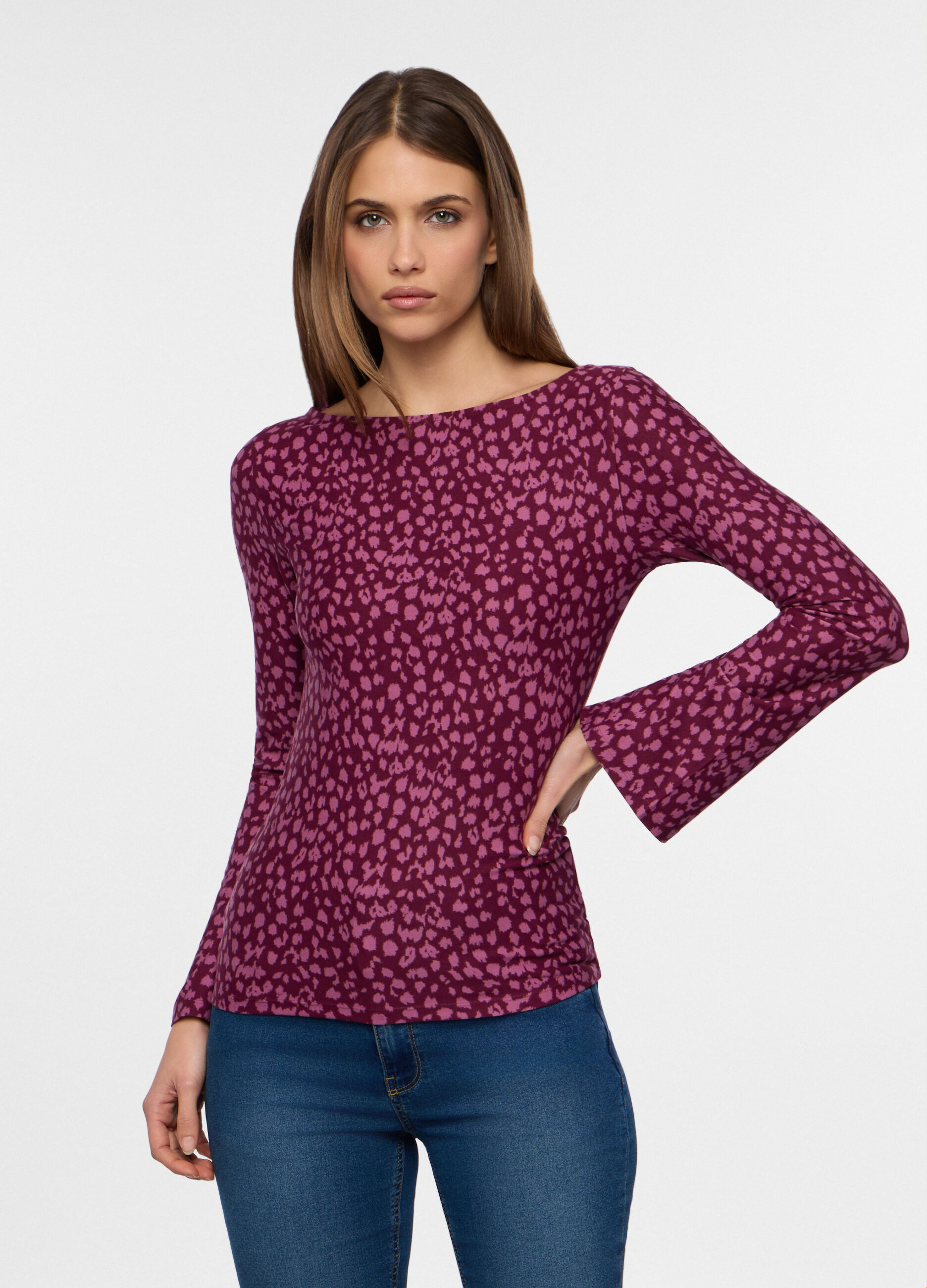 T-shirt con scollo a barchetta stretch donna_0