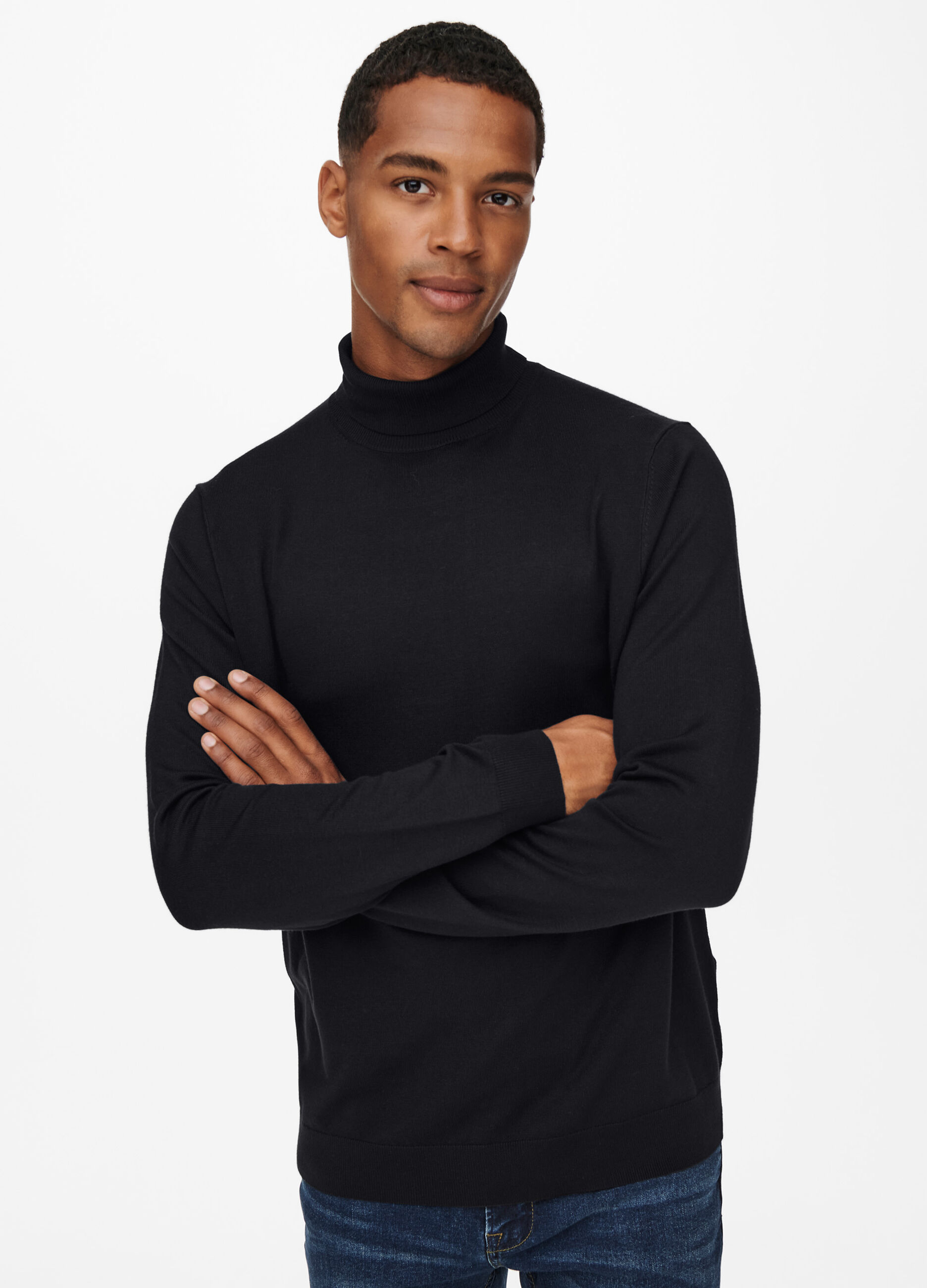 Maglione a collo alto in maglia rasata uomo_3