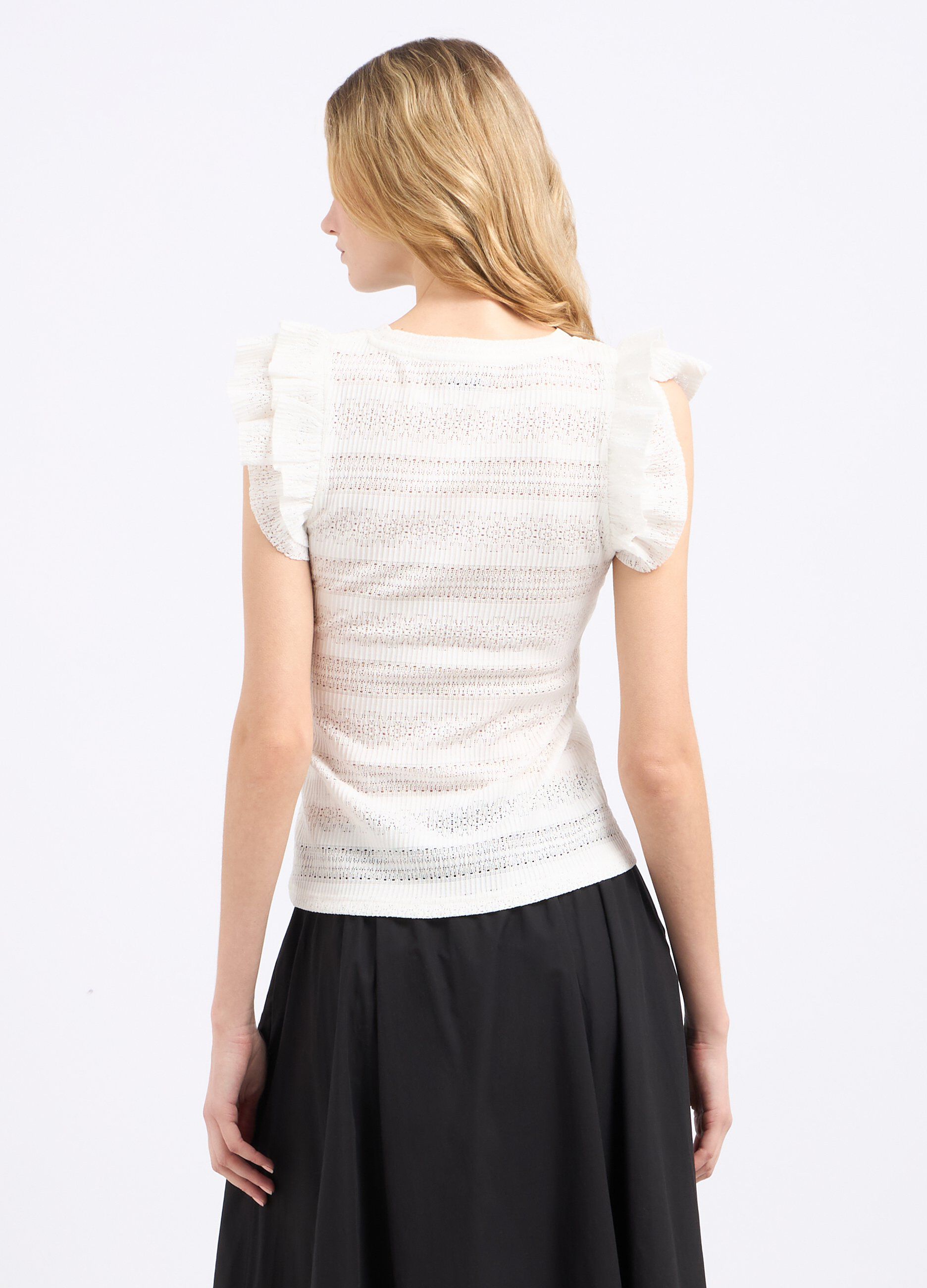 Top in tricot con maniche ad aletta donna