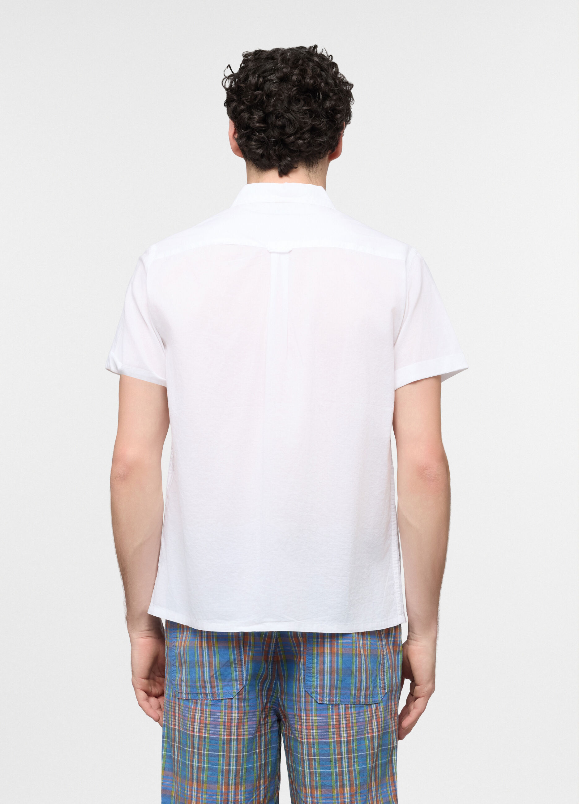 Camicia a maniche corte con collo classico in cotone uomo_1