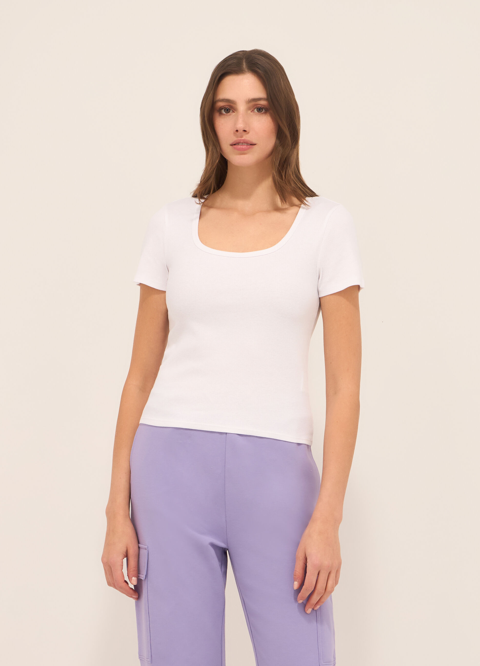 T-shirt in costina donna_0