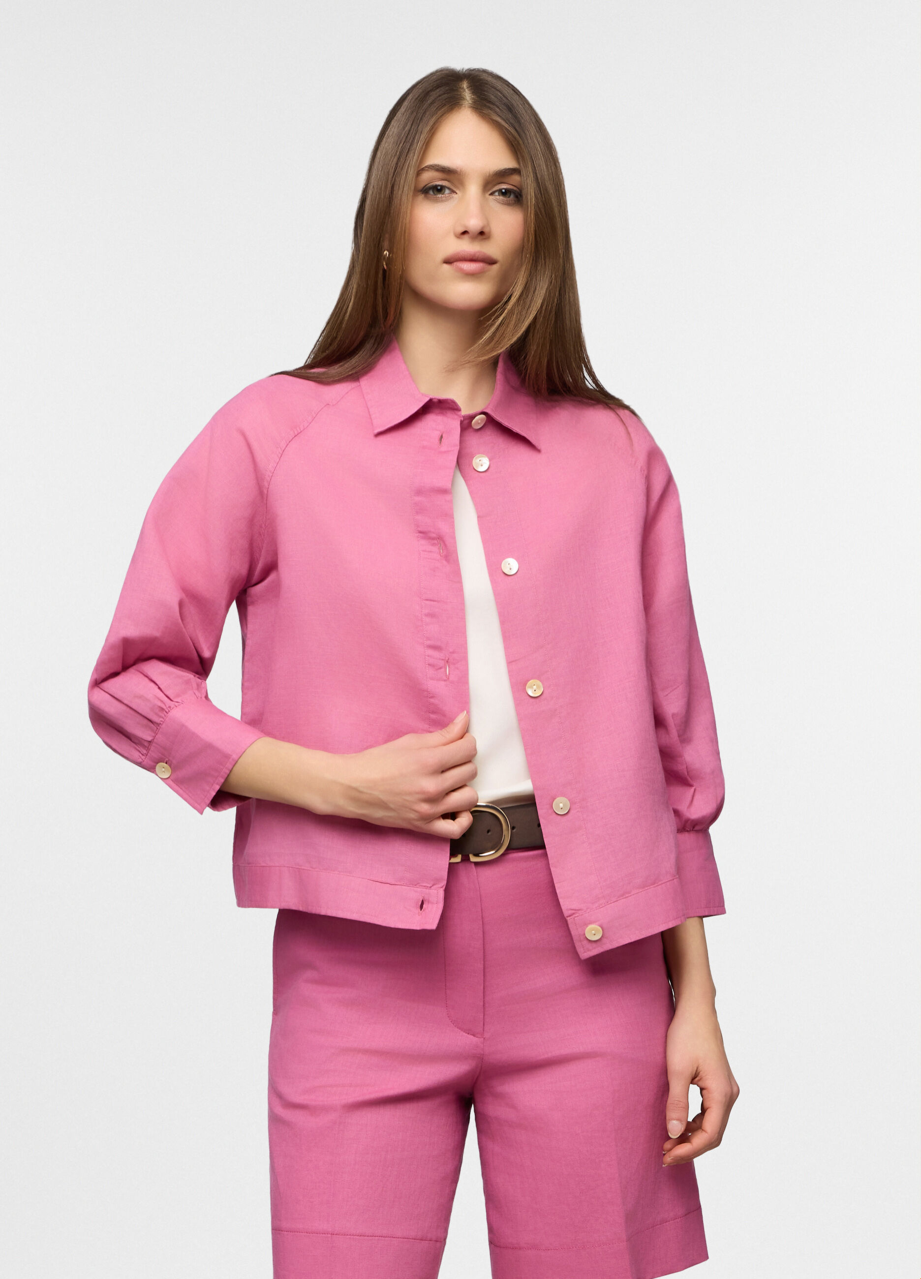 Camicia fit regular misto lino donna_0