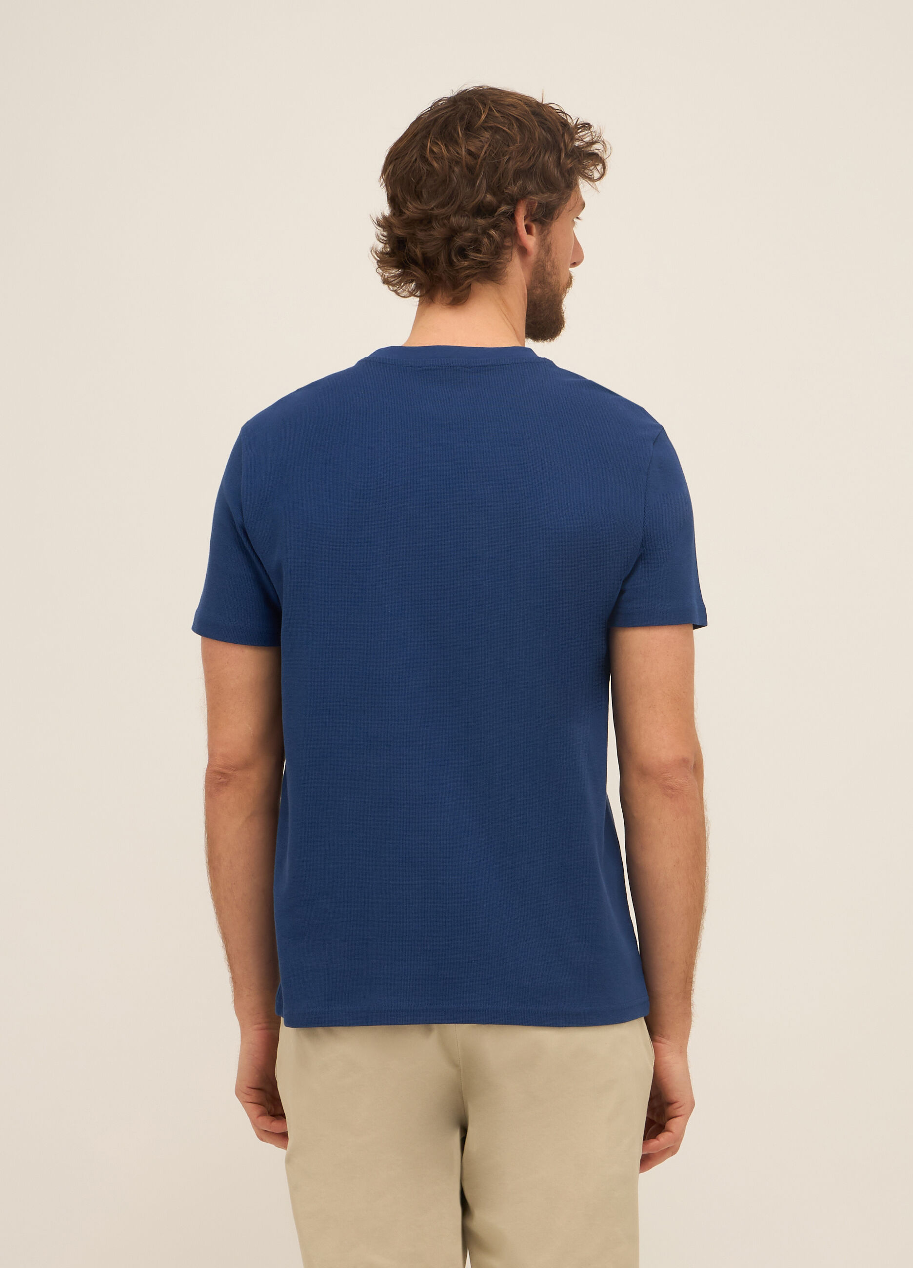 T-shirt girocollo in piquet di cotone uomo_1