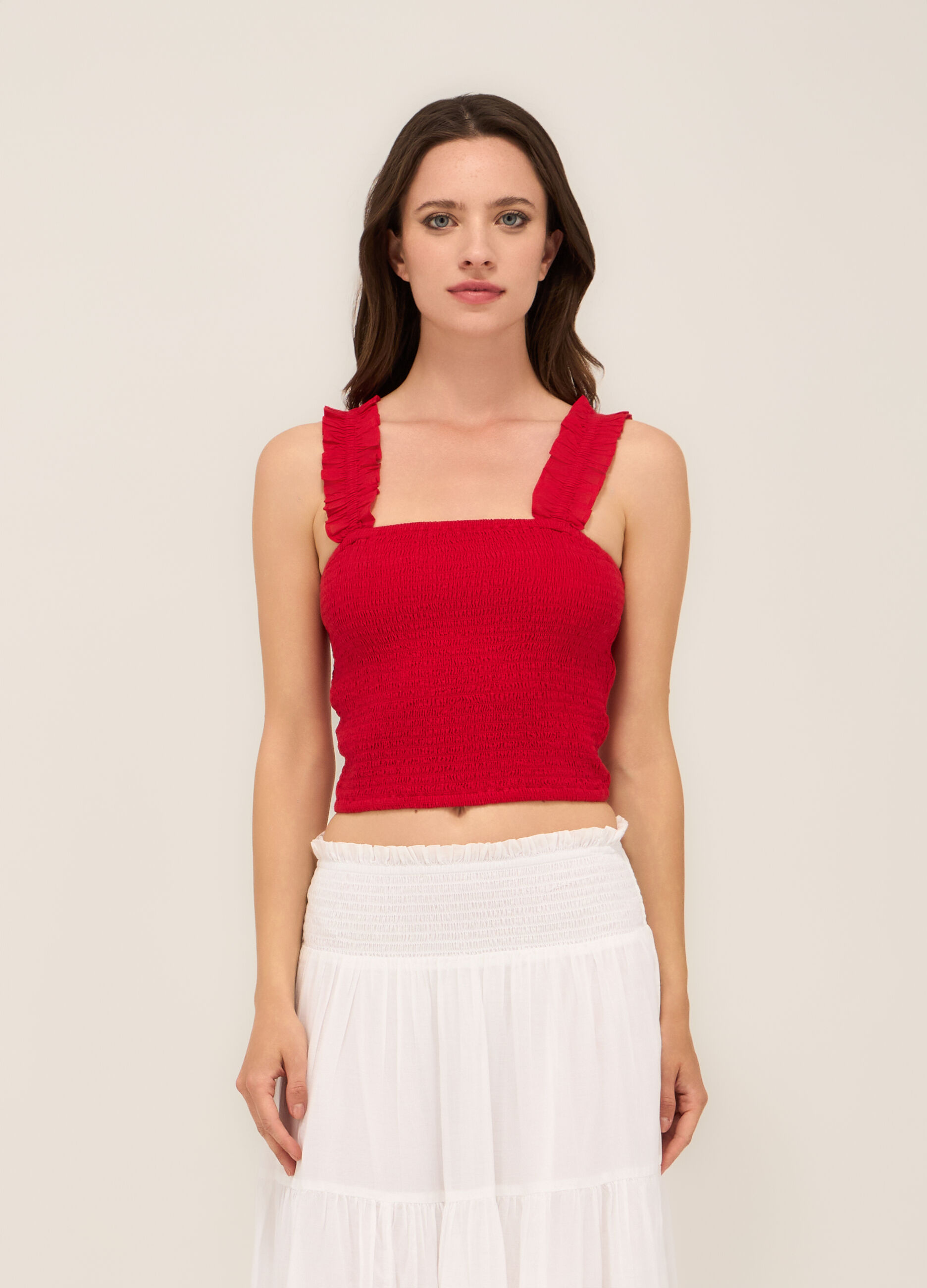 Top in misto cotone voile donna_0