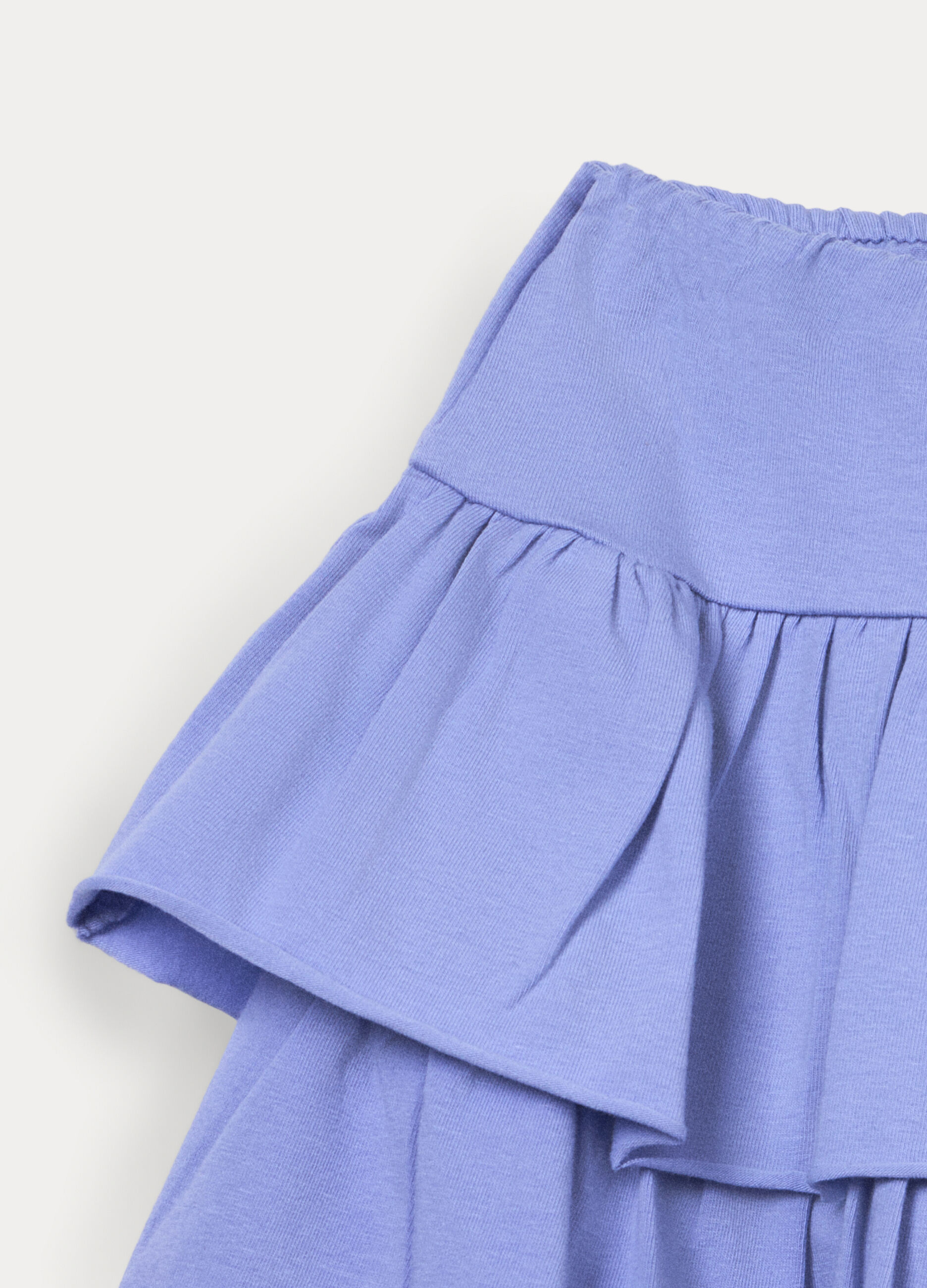 Gonna corta a balze in jersey di cotone stretch bambina_2