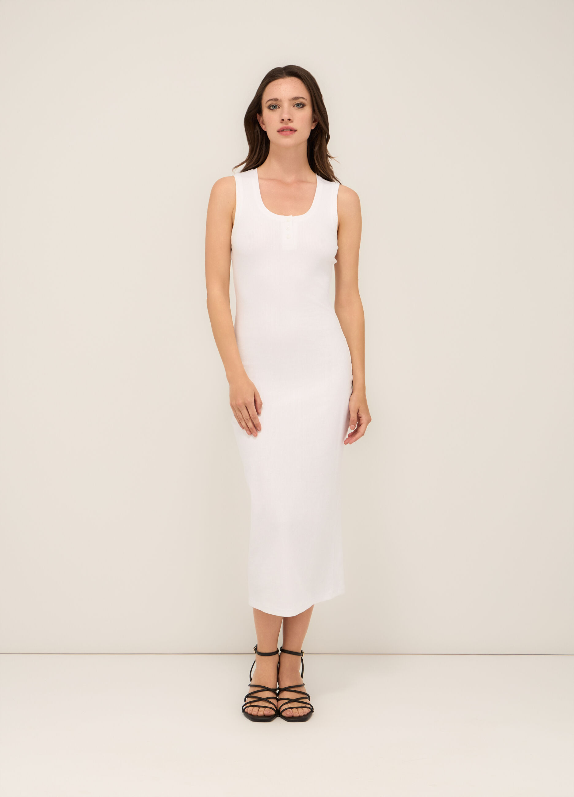 Tubino in costina di cotone stretch donna_0